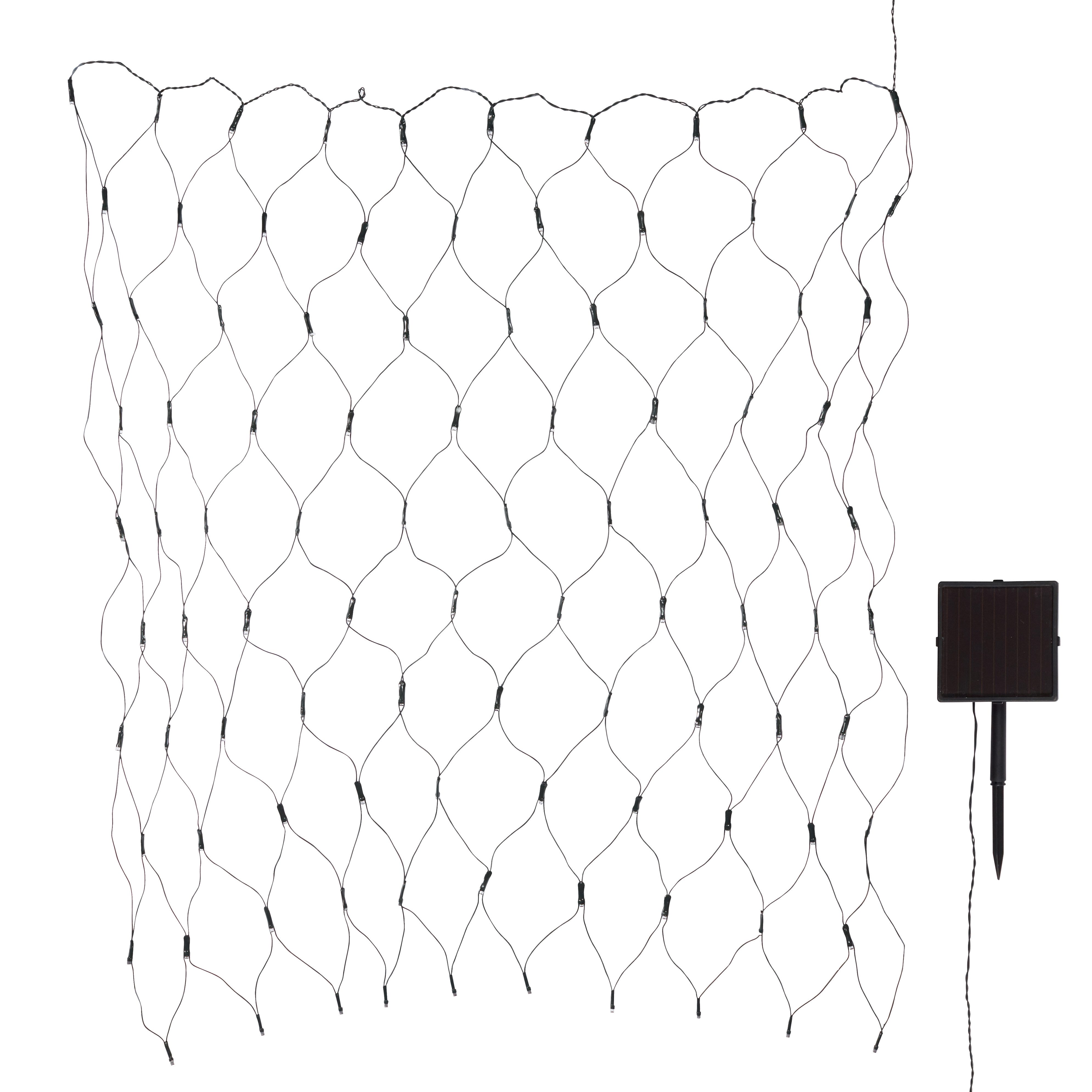 Lights4fun LED Dekolicht LED Solar Lichternetz 100er Warmweiß Transparentes Kabel