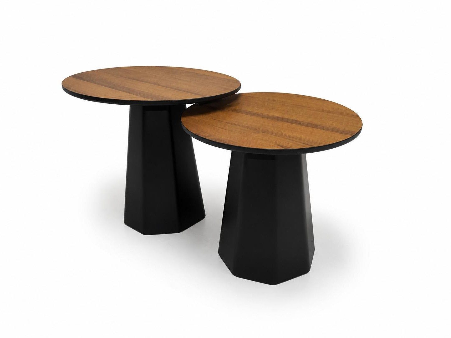 Xlmoebel Satztisch Schwarzer minimalistischer Couchtisch mit facettiertem Design, Made in Europa