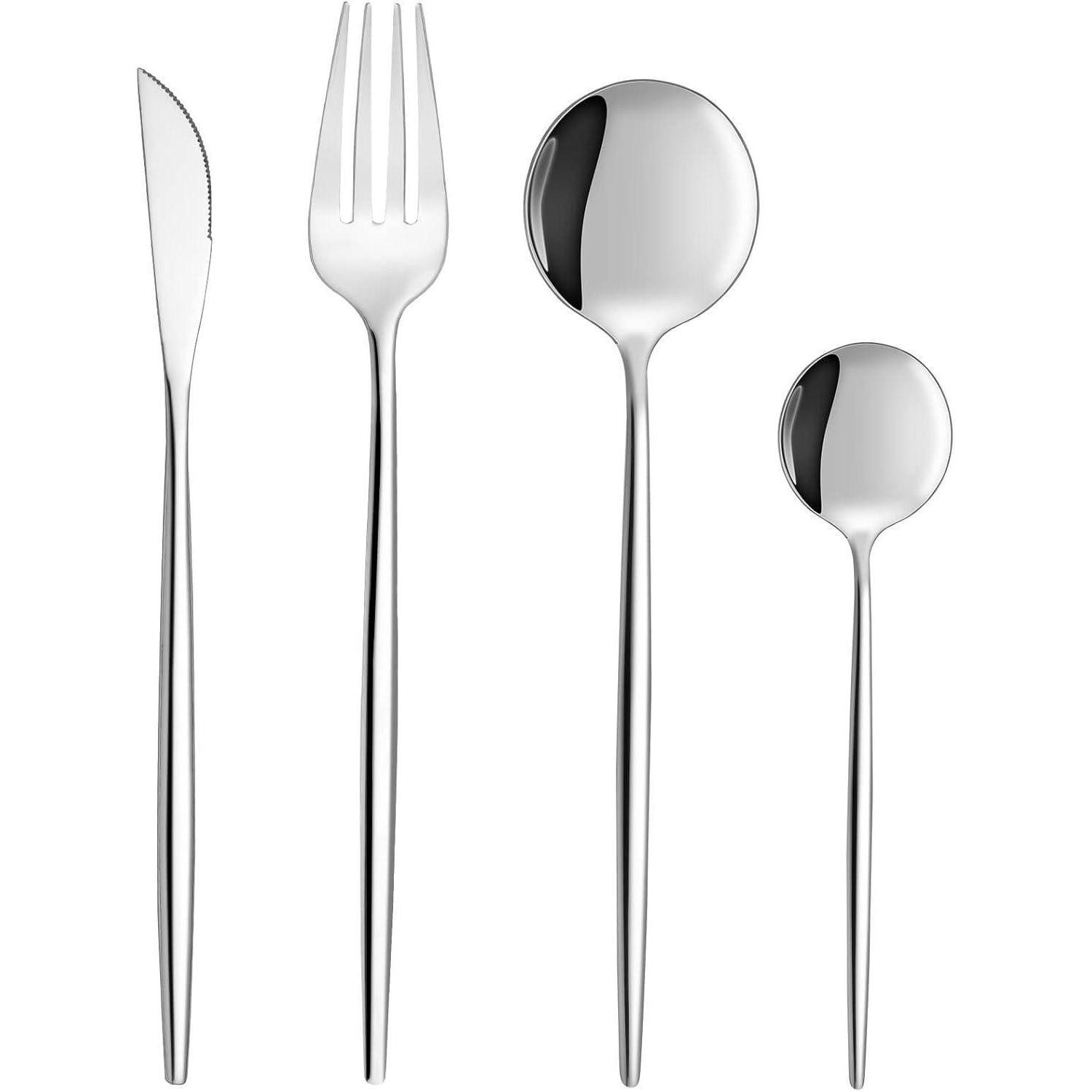 LuxusKollektion Besteck-Set Besteckset 6 Personen Edelstahl Messer 24 teilig 24 Teilig-silber