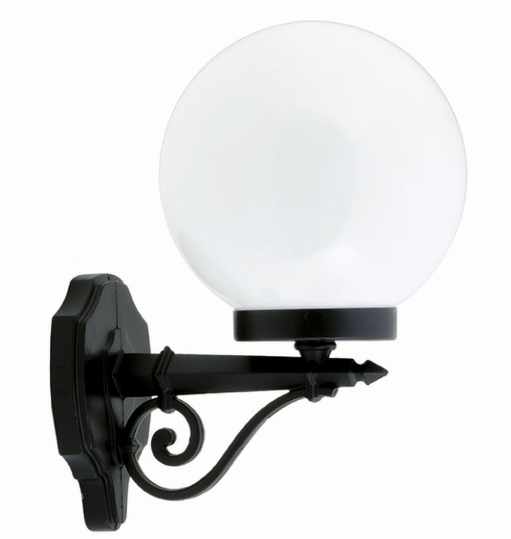 Licht-Erlebnisse Außen-Wandleuchte MELANTHA, ohne Leuchtmittel, Außenlampe Kugel Schirm IP43 Schwarz Weiß E27 Rustikal Wandlampe außen
