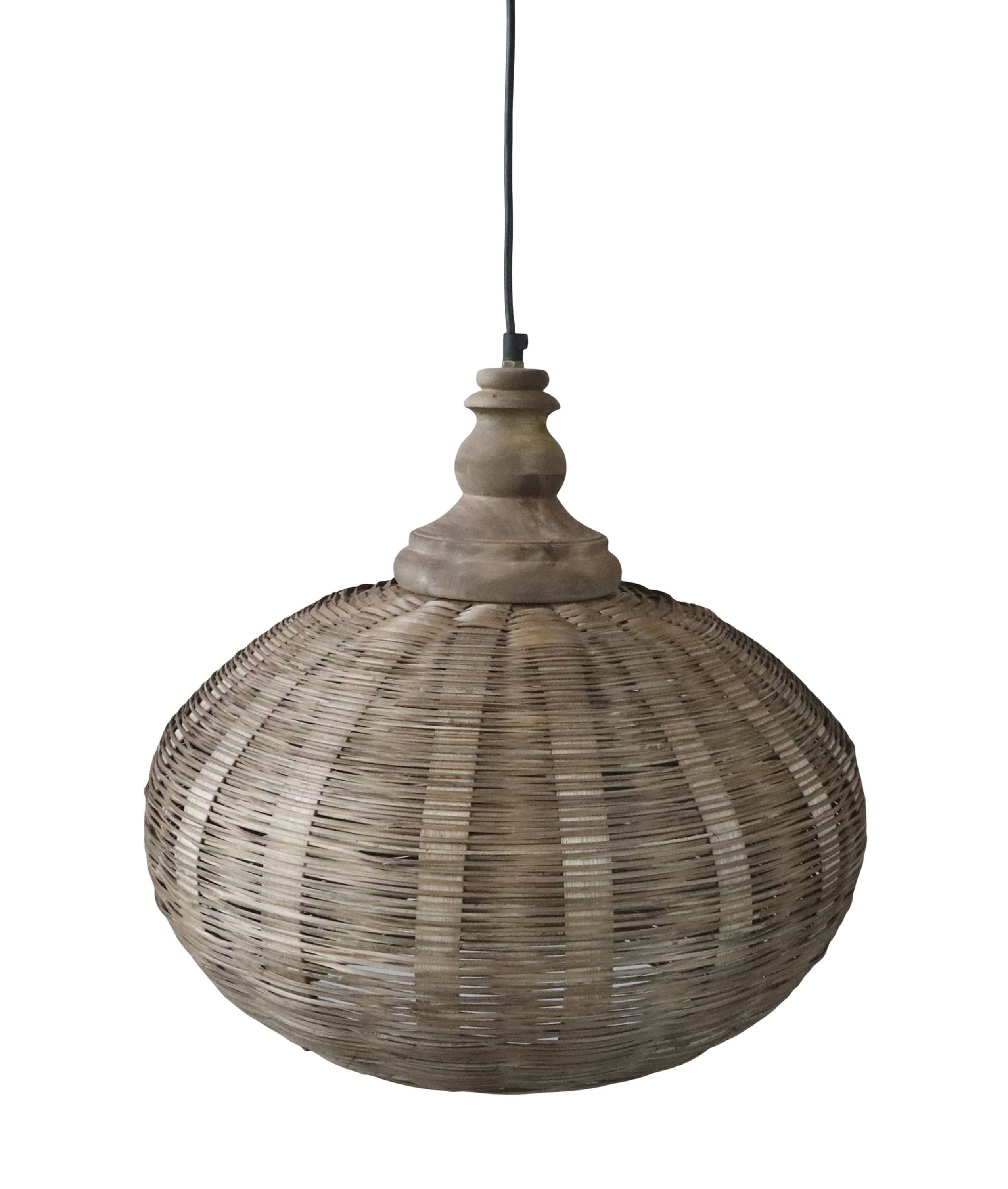 Chic Antique Hängeleuchte Chic Antique - Hängelampe Lampe D 40cm Geflochten Ratten Naturfarben