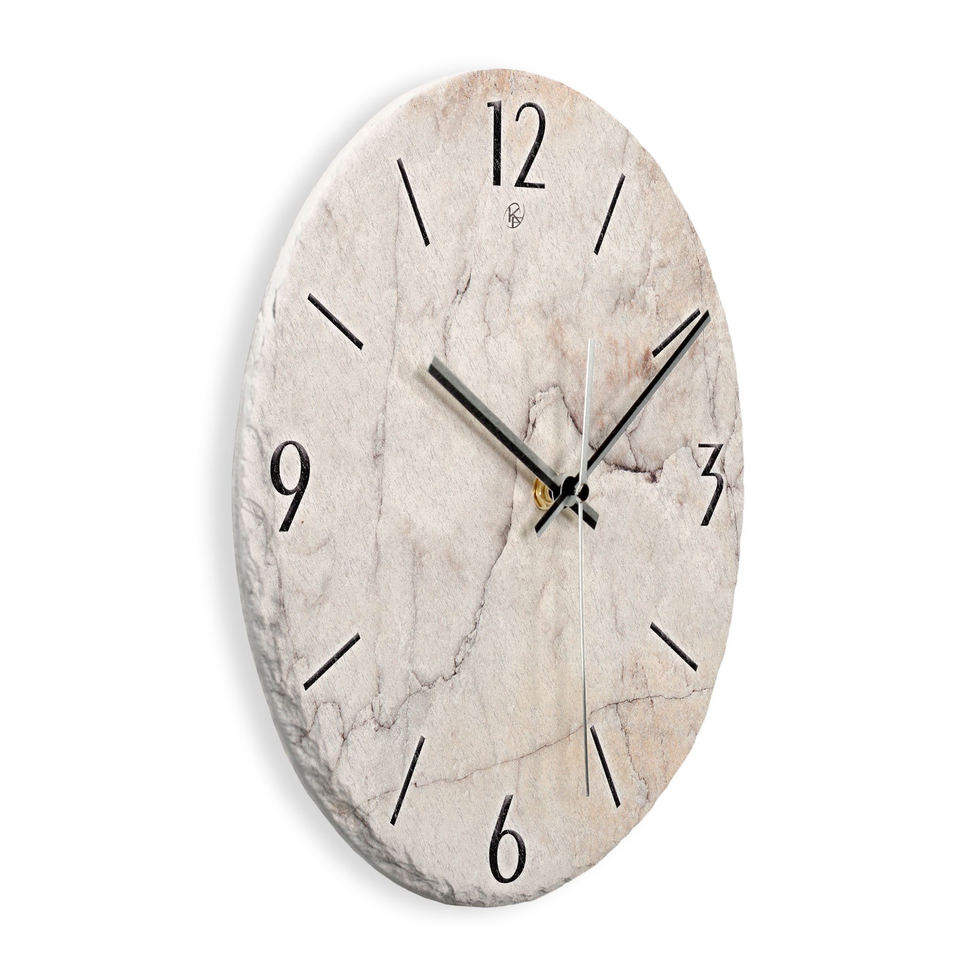 Kreative Feder Wanduhr Wanduhr „Stein-Optik weiß“ aus Stein (Keramik) in Sc günstig online kaufen
