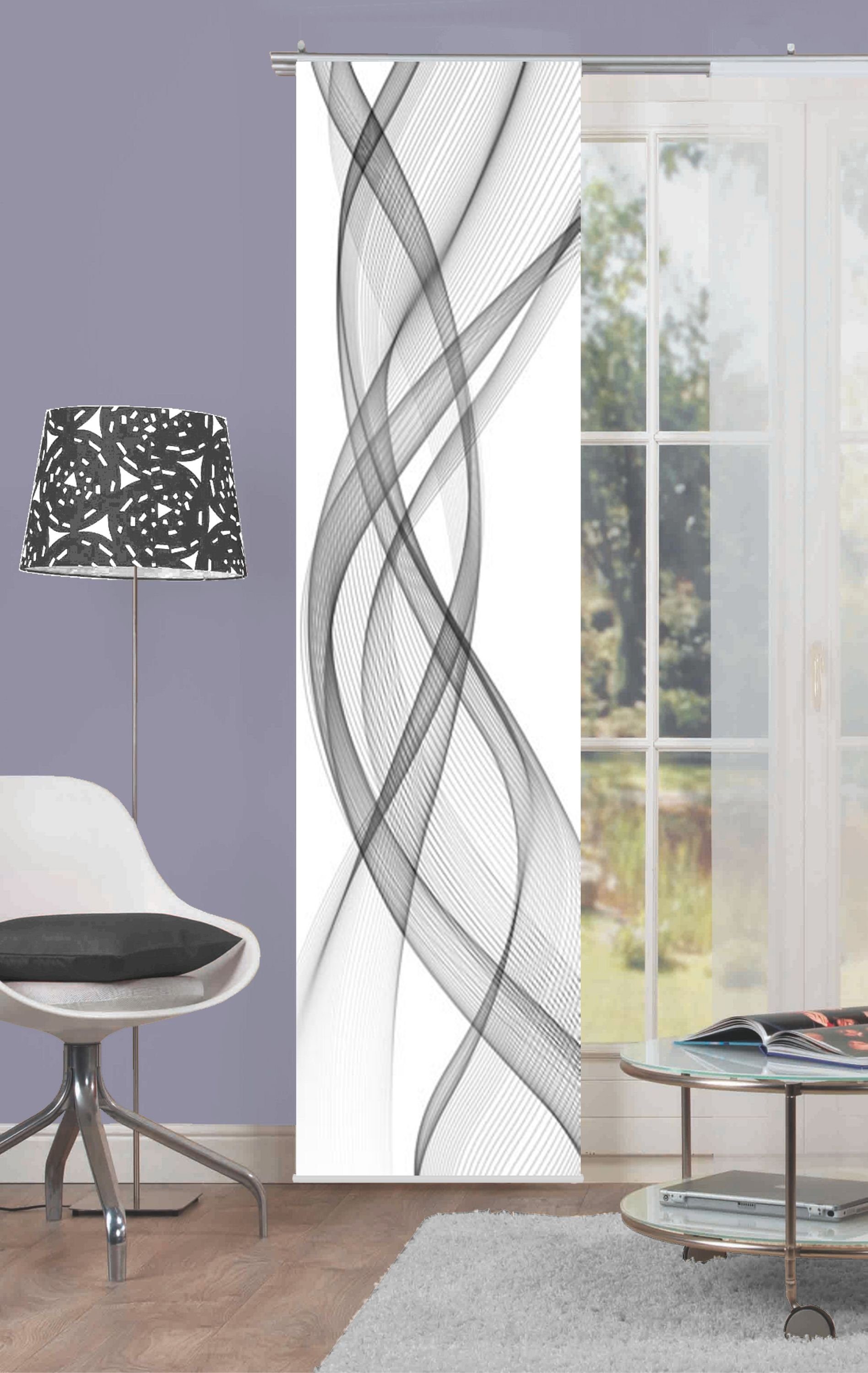 HOME WOHNIDEEN Schiebegardine Schiebegardine FERROL Grau/Multicolor, günstig online kaufen