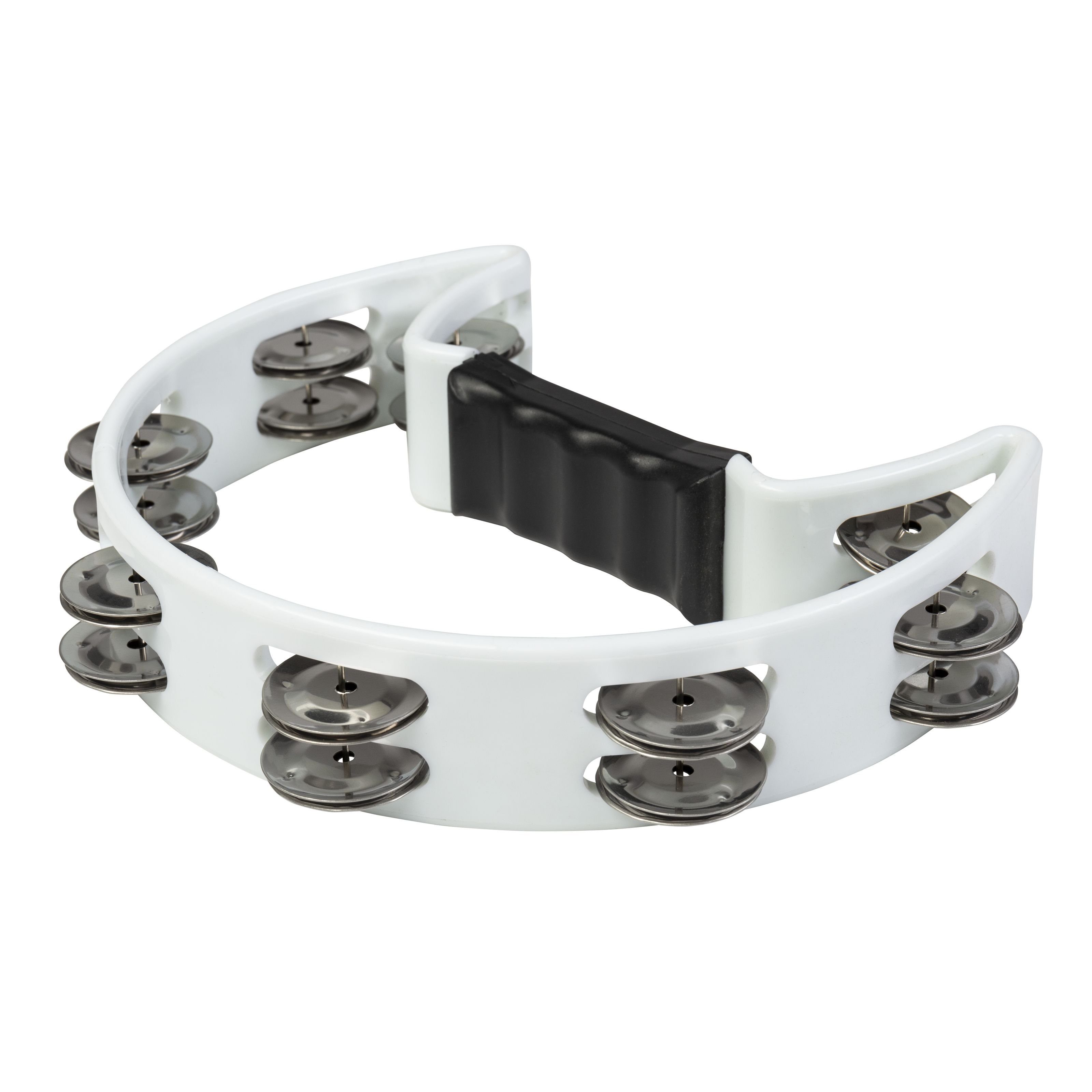 FAME Tambourine,FHT-W Hand Tambourine Doppelreihig Stahlschellen Klarer Klang Ergonomischer Griff Weiß, Percussion, Tambourines, Hand Tambourine, Doppelreihig, Stahlschellen, Klarer Klang