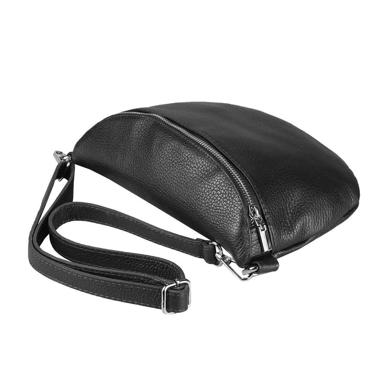 ITALYSHOP24 Bauchtasche Made in Italy Damen Leder Gürteltasche Hüfttasche Brusttasche Bodybag (Spar-Set aus einer Tasche mit dem Ledergurt und einem breitem Stoffgurt/Umhängeband, Crossbody Bag mit zusätzlichen Riemen), 1 Tasche & 2 Gurte, Schultertasche, Umhängetasche mit 2 Schulterriemen