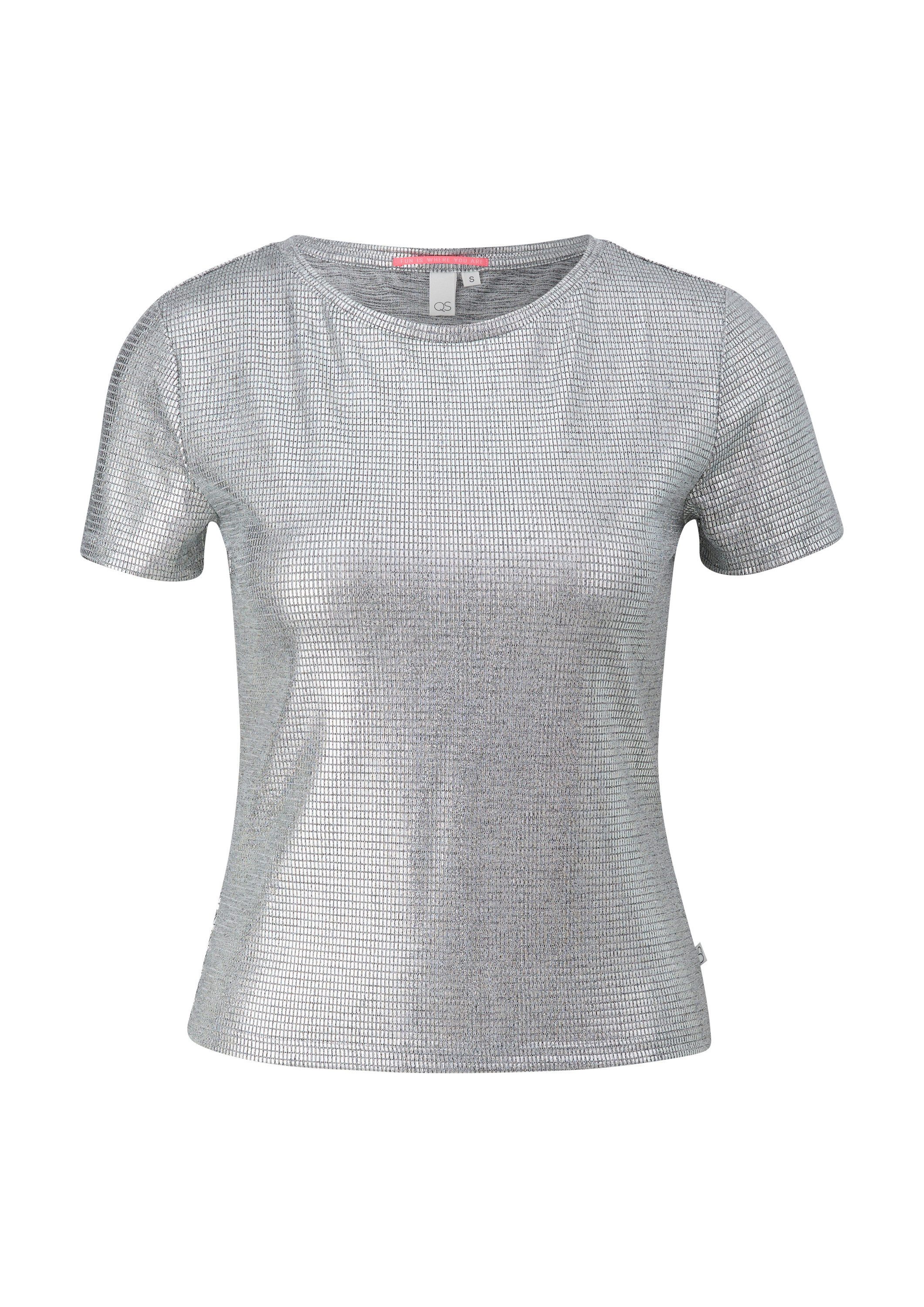 QS Kurzarmshirt T-Shirt Kurzes Jerseyshirt in Metallic-Optik günstig online kaufen