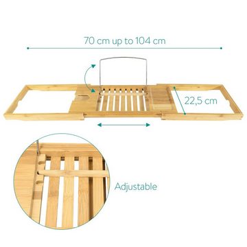 Navaris Badewannenablage Ausziehbares Bambus-Tablett für Badewanne mit Halterungen