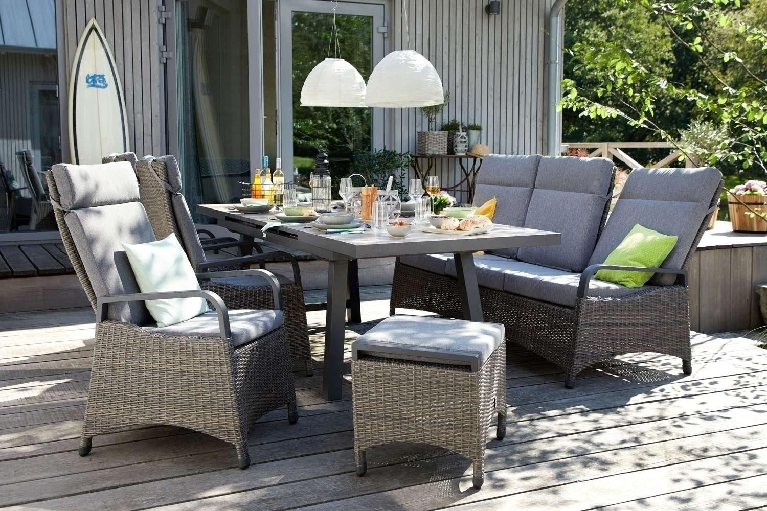 Outdoor Gartensessel KOMIDO, Anthrazit, Braun, B 60 cm, Aluminium, (1-St), Kunststoffgeflecht, Rückenlehne 2-fach verstellbar