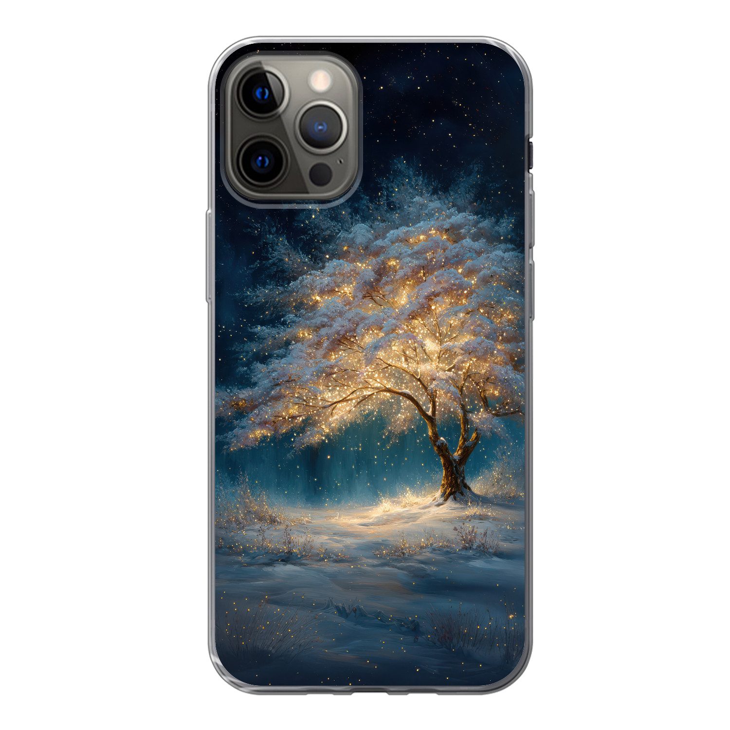 MuchoWow Handyhülle für Apple iPhone 13 Pro Baum des Lebens - Nacht - Dunkelheit - Blau, Smartphone-Bumper, Print, Handy Schutzhülle Dünn