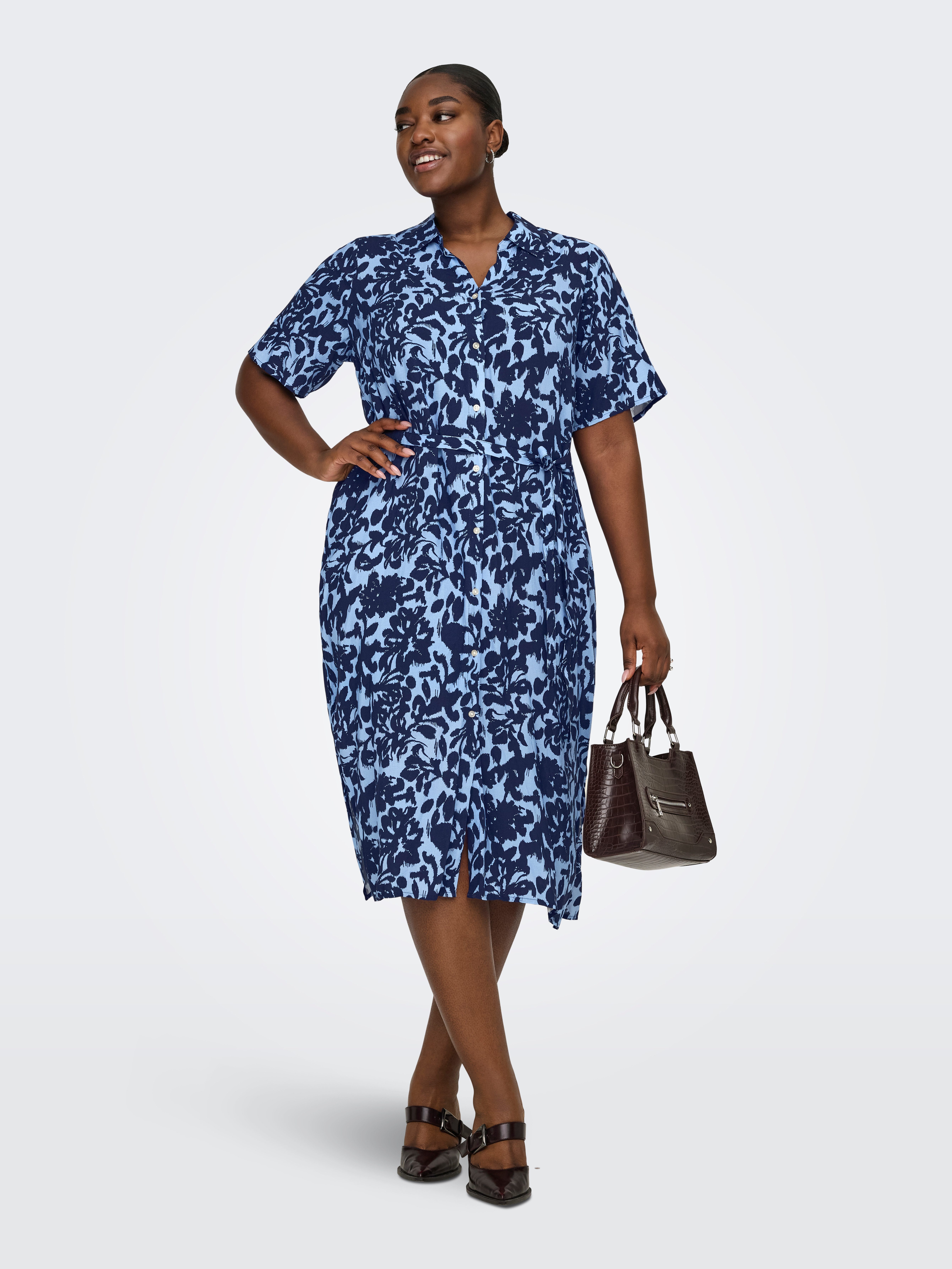 ONLY CARMAKOMA Blusenkleid CARYASMIN S/S SHIRT DRESS WVN NOOS