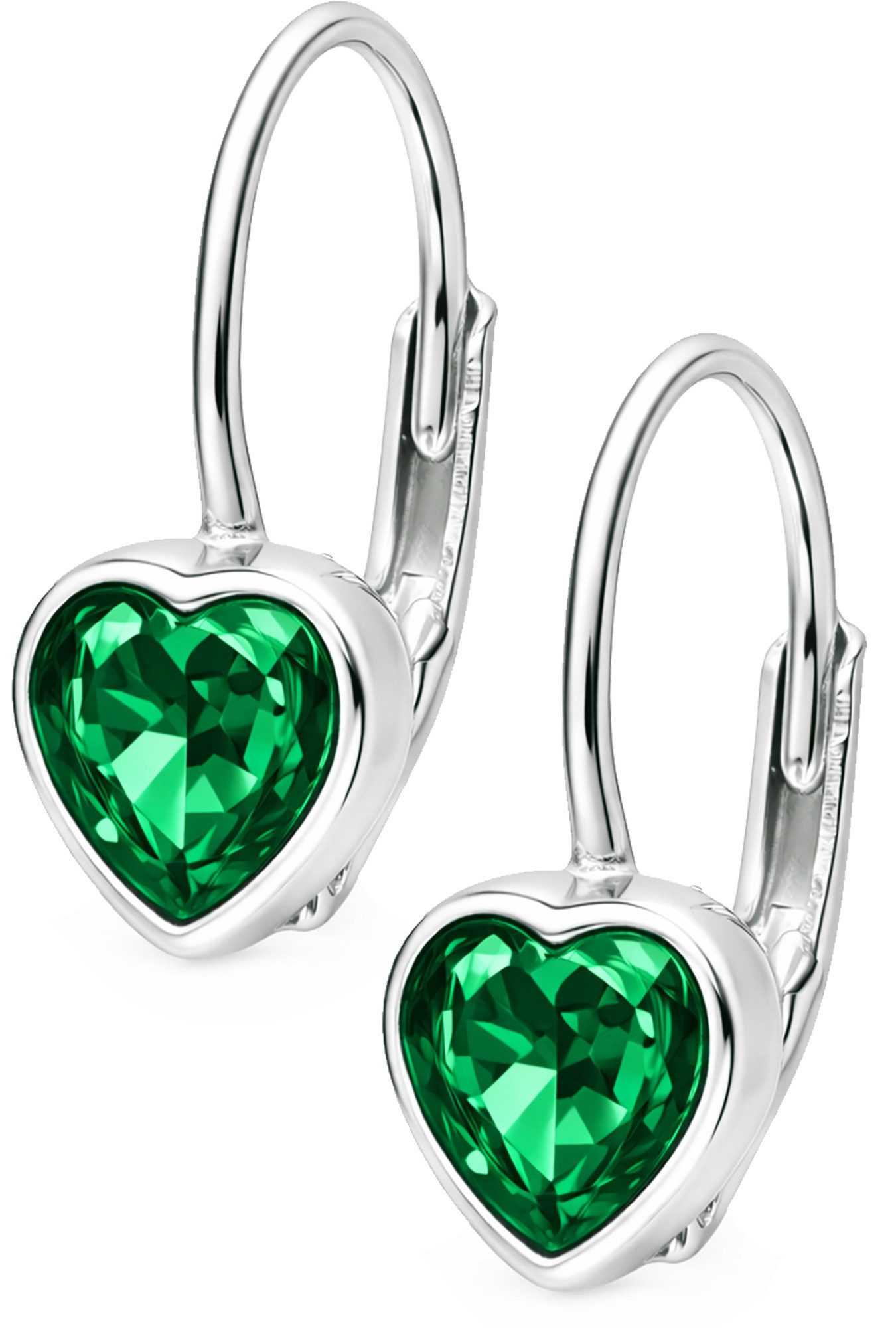 Limana Paar Ohrhänger Kinder hängende Ohrringe Herz 925 Silber Brisur Mädchen Damen Geschenk (inkl. Dose Geschenk für Freundin Geburtstag Muttertag Valentinstag), Ostern Einschulung Schulanfang Nikolaus Kommunion Weihnachten