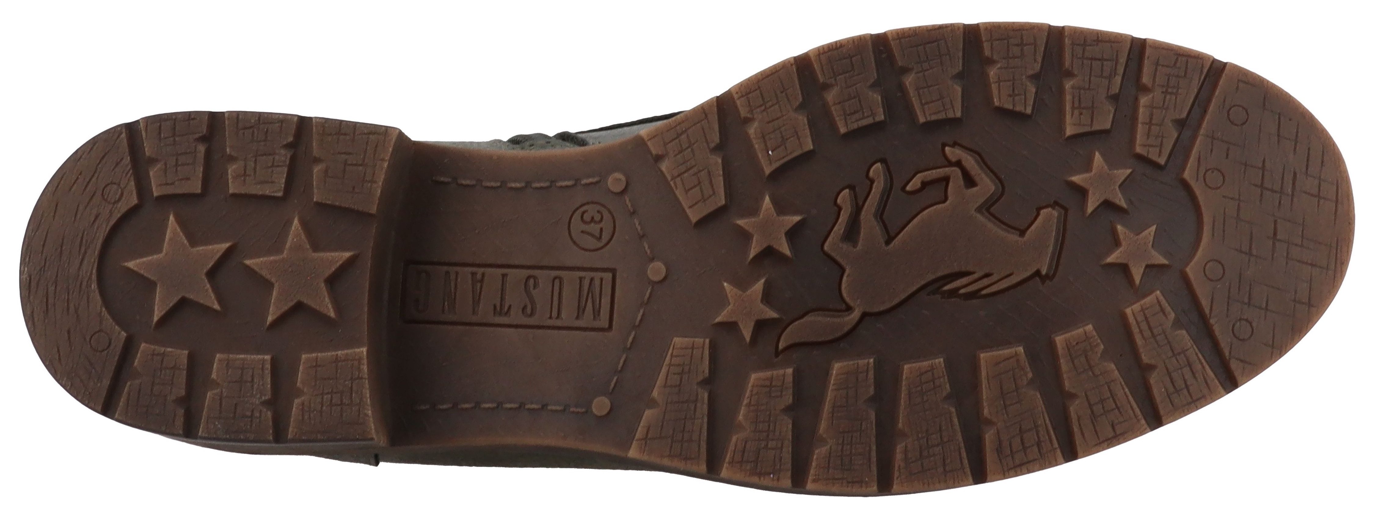 Mustang Shoes Elfi Winterstiefelette Winterstiefel mit Reißverschluss und markanter Schnürung