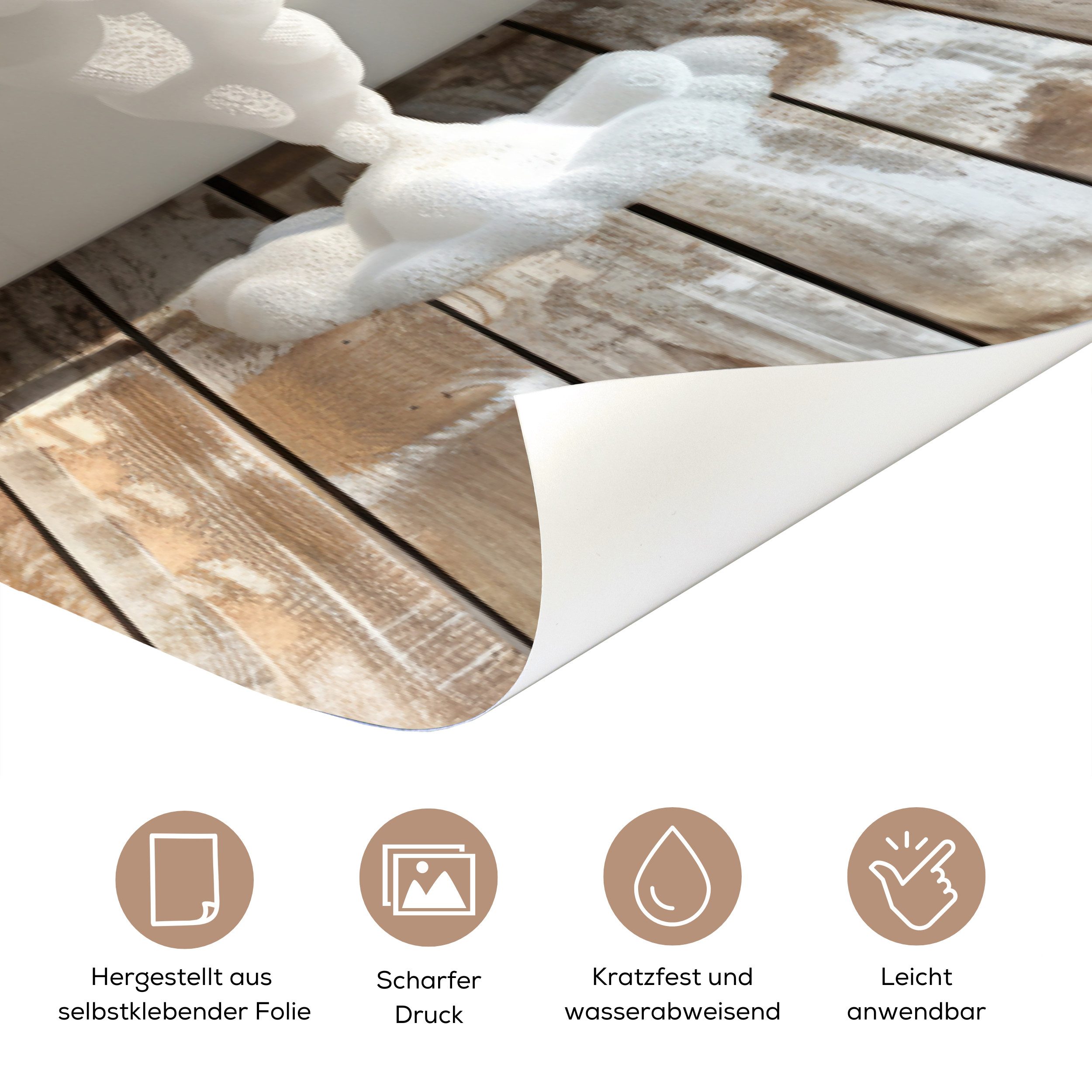 MuchoWow Türtapete Vintage - Alpaka - Badewanne - Blumen - Tiere, Matt, bedruckt, (1 St), Selbstklebende Tapete, Folie für Möbel, 75x205 cm