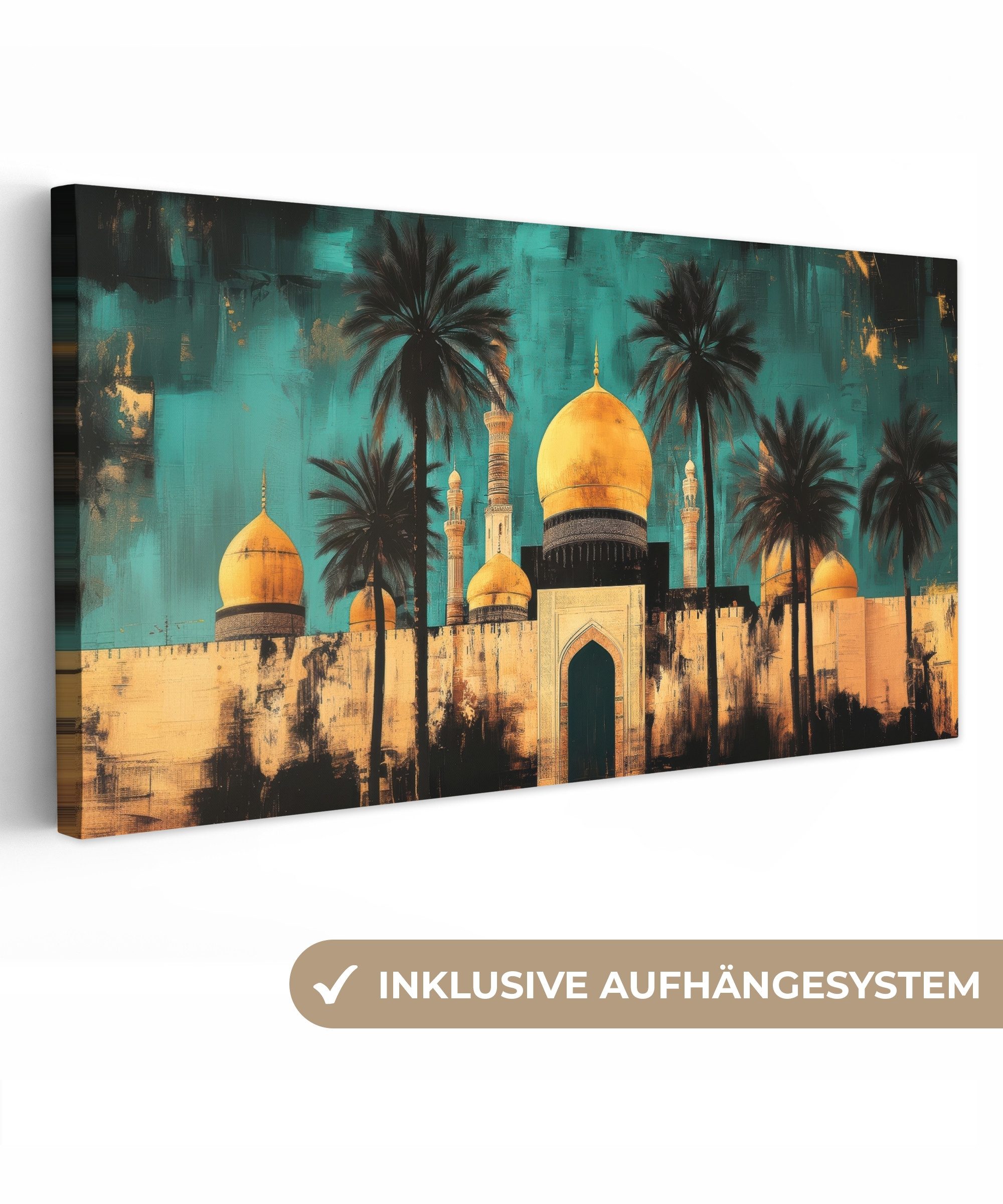 OneMillionCanvasses® Leinwandbild Panorama Moschee - Gold - Arabisch - Isla günstig online kaufen