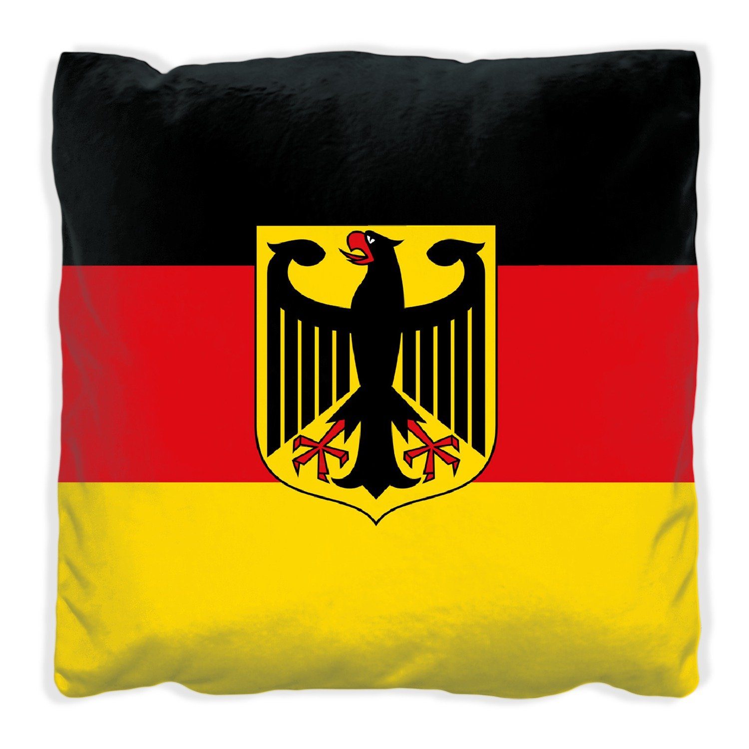 Wallario Dekokissen Deutsche Flagge mit Wappen, handgenäht