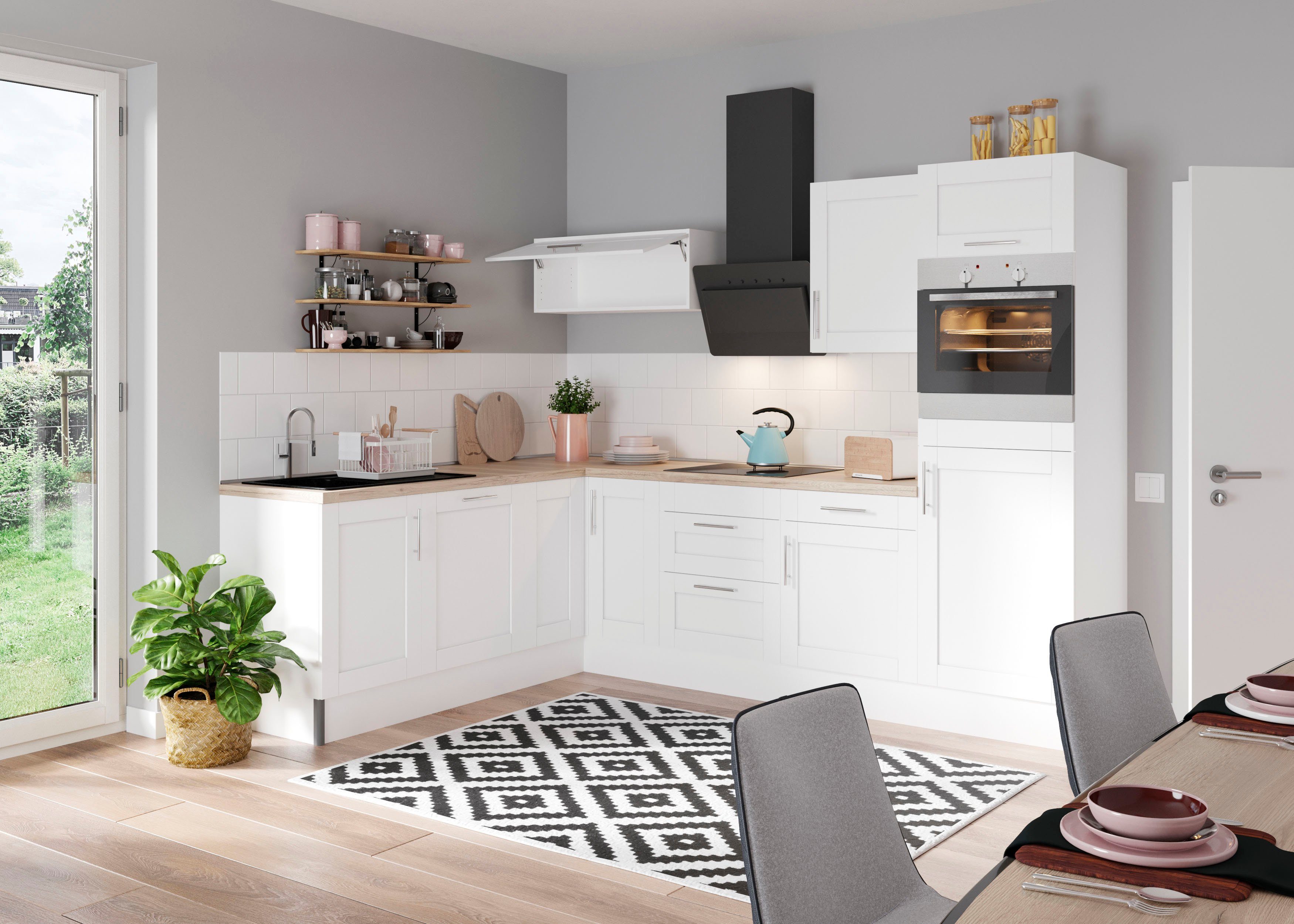 KOCHSTATION Küche KS-Ahus, 200 x 270 cm breit, wahlweise mit E-Geräten, Soft Close Funktion