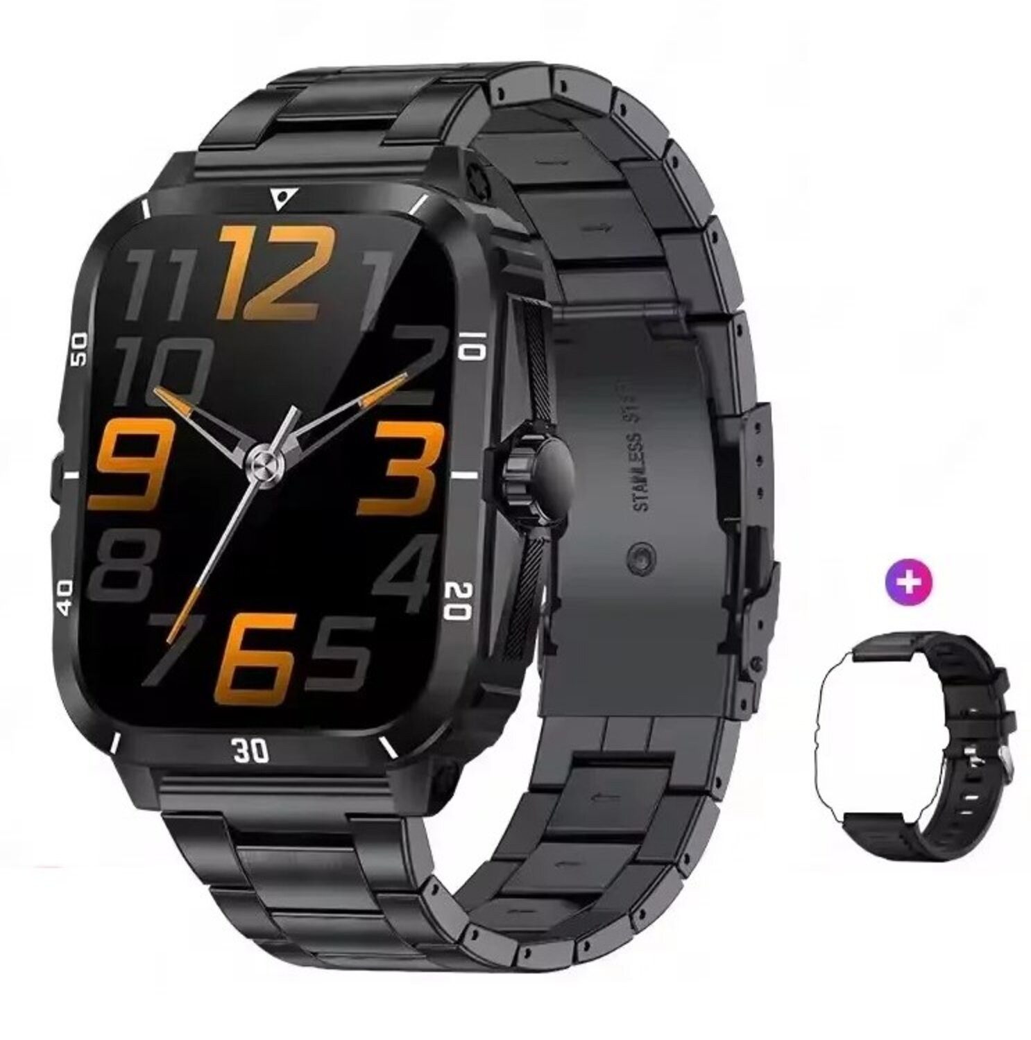 Nagham Ghazal Aswad Smartwatch 1,96 Bildschirm Bluetooth Anruf 100 + Sport 2025 Smartwatch (3,9cm cm)