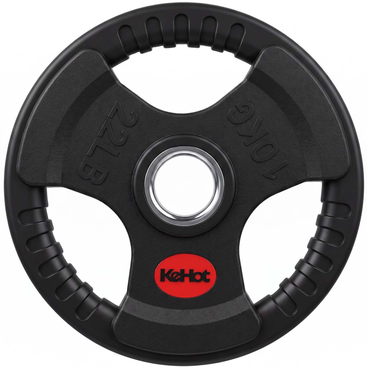 kehot Hantelscheiben Hantelscheiben mit 50 mm Bohrung 2,5/5/10/20 kg aus Gusseisen, 10 kg, (Einzelscheibe zum flexiblen Ergänzen vorhandener Gewichte, 1-tlg., 10 kg für intensive Arbeitssätze und vielseitige Grundübungen), 3-Griff-Design für einfaches Greifen, Tragen und Auflegen