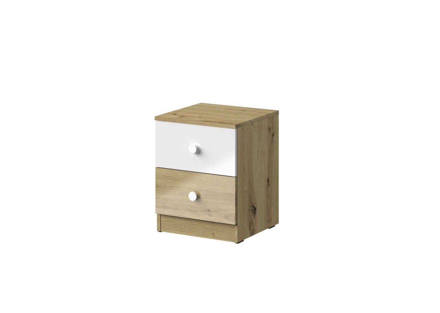Stylefy Container Narin (Container, Schreibtisch-Unterschrank) mit Schubladen, Vollauszug, Design Modern, für Jugend Eiche Artisan Hochglanz - Weiß Hochglanz