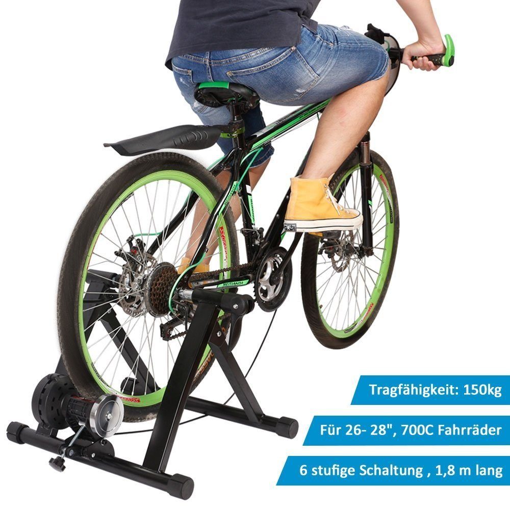 6 GANG 28 Cycletrainer 6 kg Spinning Trainingsgerät Heimtrainer 26 Rollentrainer (Stück), Hometrainer klappbar Fahrradtrainer Melko Schaltung 150 Indoor 700C Fahrrad Heimtrainer Widerstandsstufen Fahrradrollentrainer Magnetisch Zoll