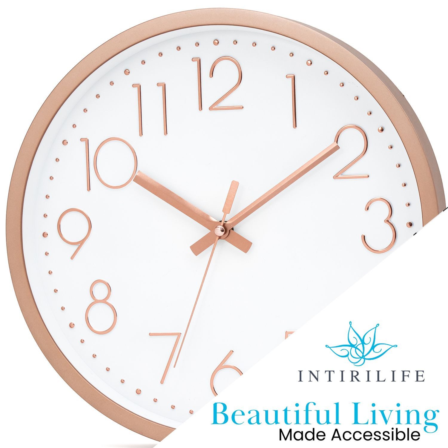 Intirilife Wanduhr (Wanduhr lautlos, ohne Tickgeräusche klassiche moderene Quarzuhr)