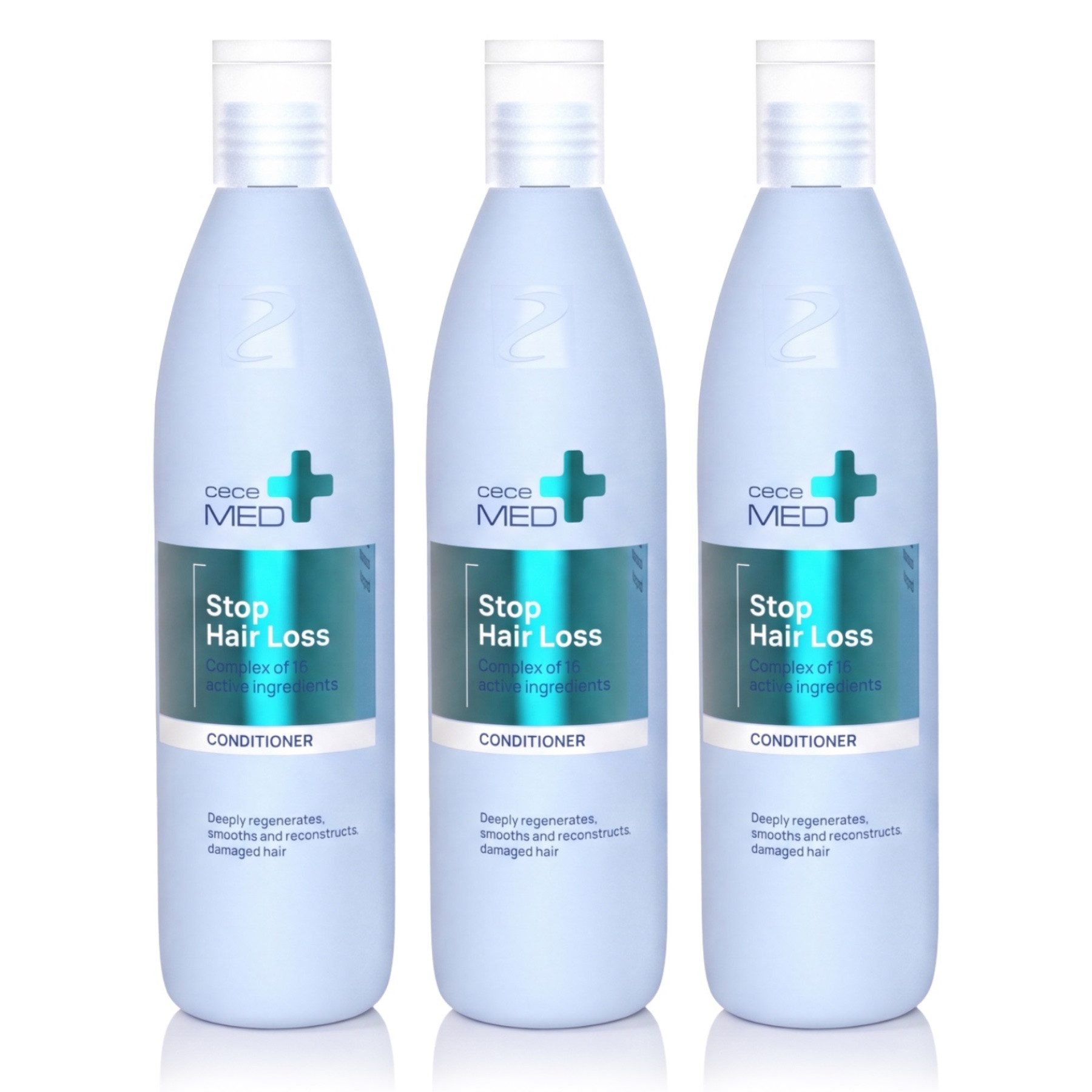 CECE MED Haarspülung Repair Haar Conditioner Stärkende Haarspülung gegen Haarausfall, 3-tlg., Anti-Frizz, Haar-Repair, Haarwuchs, Nährend, Splissiges Haar