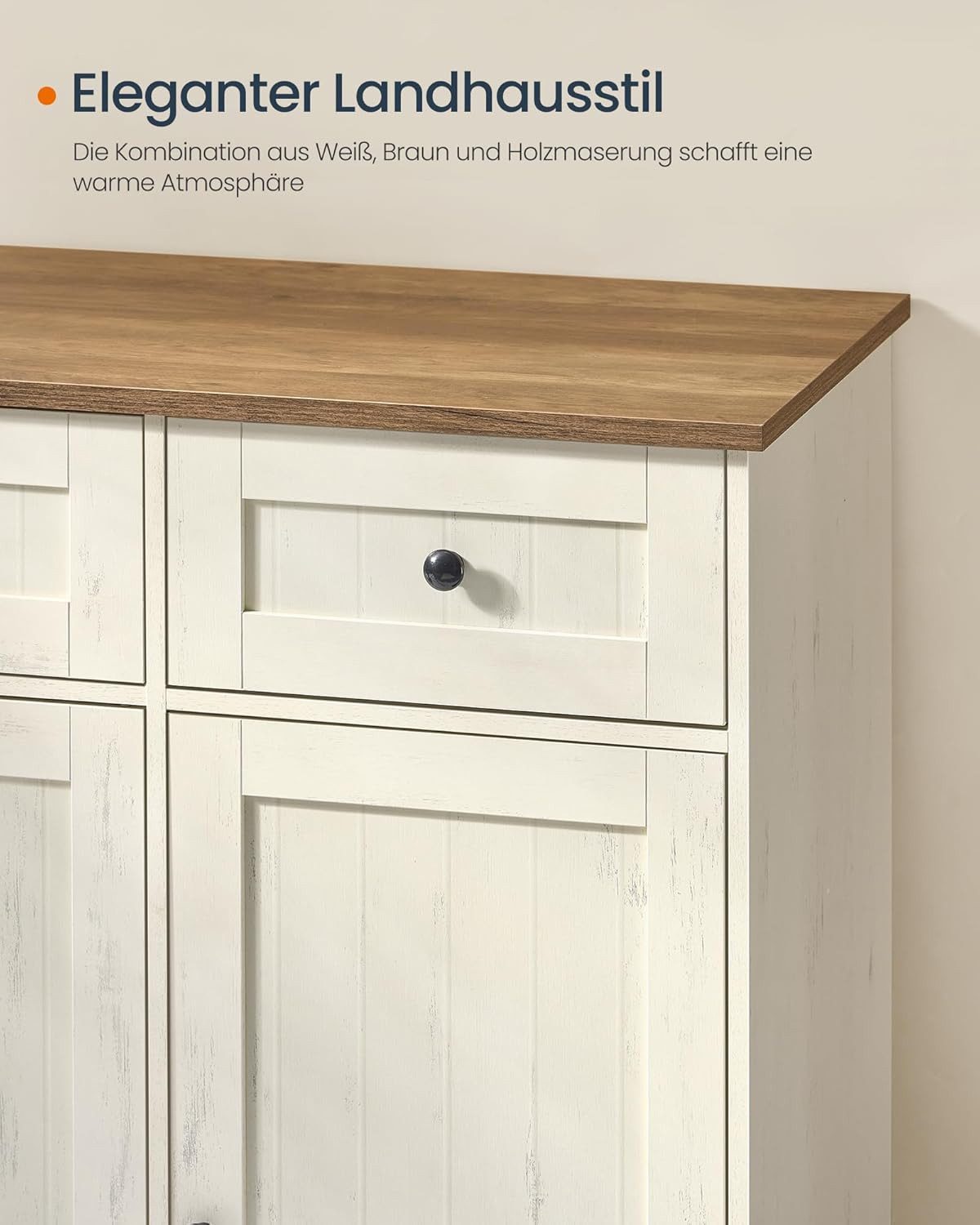 SONGMICS HOME Sideboard Sideboard, Toolless-Technologie, superschnelle werkzeuglose Montage, 39x81×140cm, Küchenschrank mit Arbeitsplatte