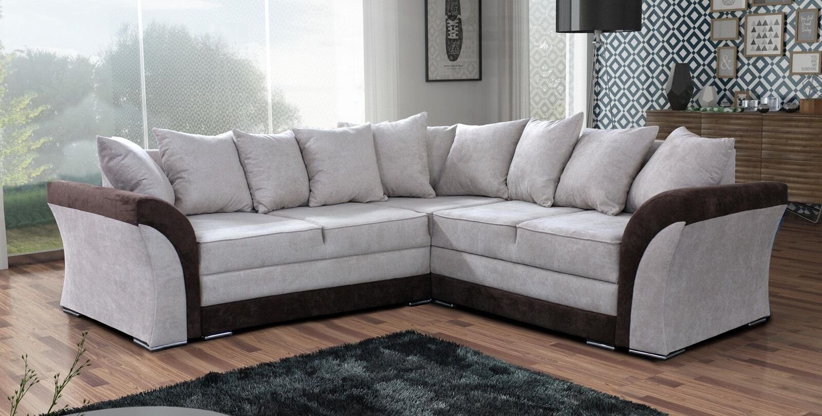 JVmoebel Neu Grau Sofa Lounge Relax Couch Design Sofas Eck Ecksofa Wohnlandschaft Ecksofa,