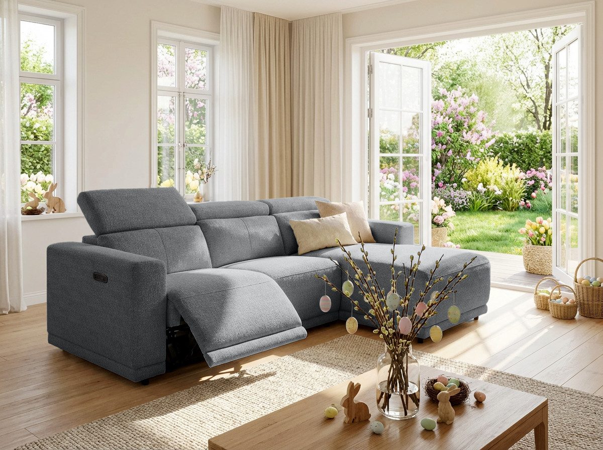 OTTO home Ecksofa LEOON L-Form, 255 cm - elektr. Relaxfunktion, mit USB A/C günstig online kaufen