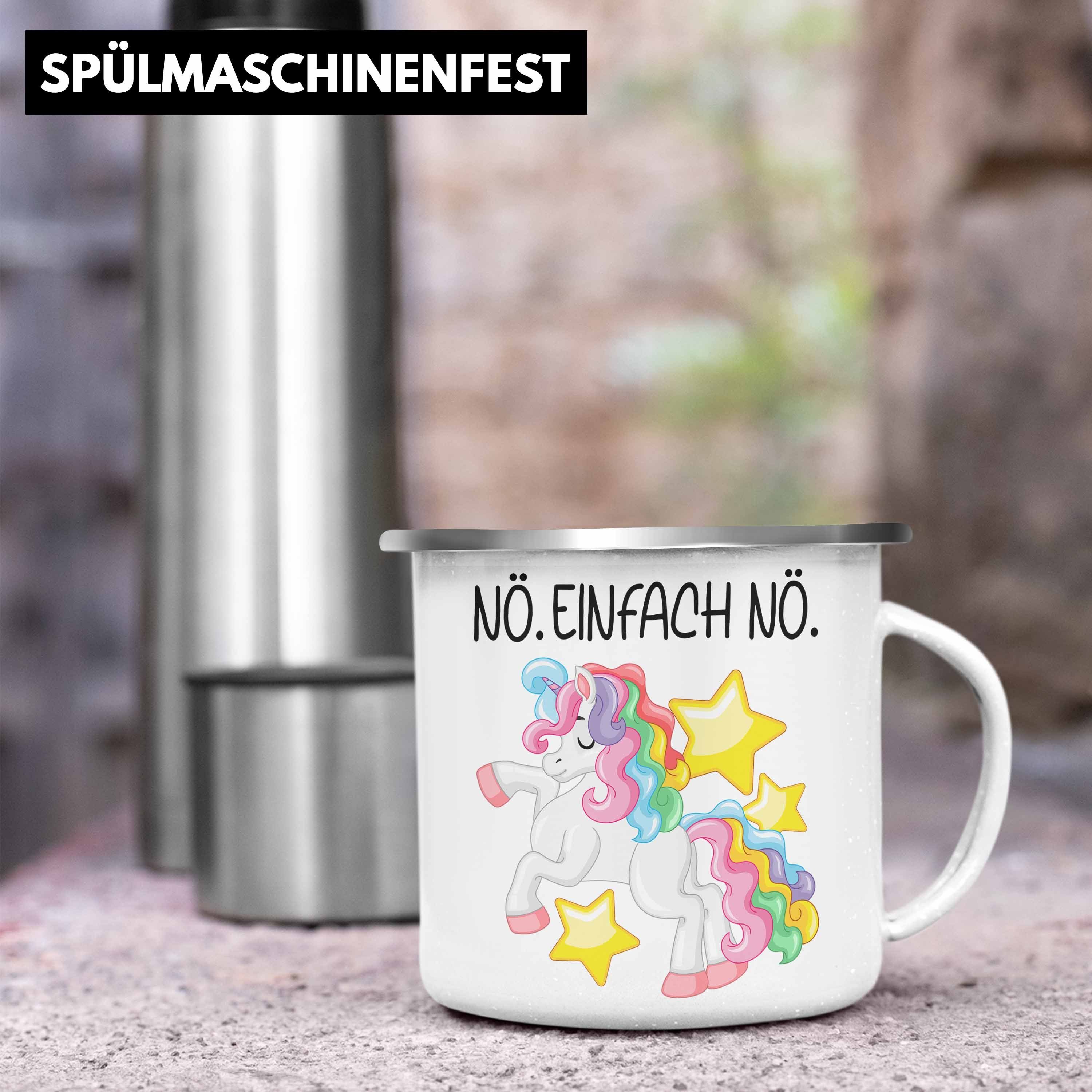 Geschenkidee Frauen Emaille Mit Silber Freundin Lustige Trendation Tasse Spruch KaffeeEmaille Arbeit Nö Einfach Geschenk Einhorn Nö Trendation Thermotasse - Tasse Mama Kollegin