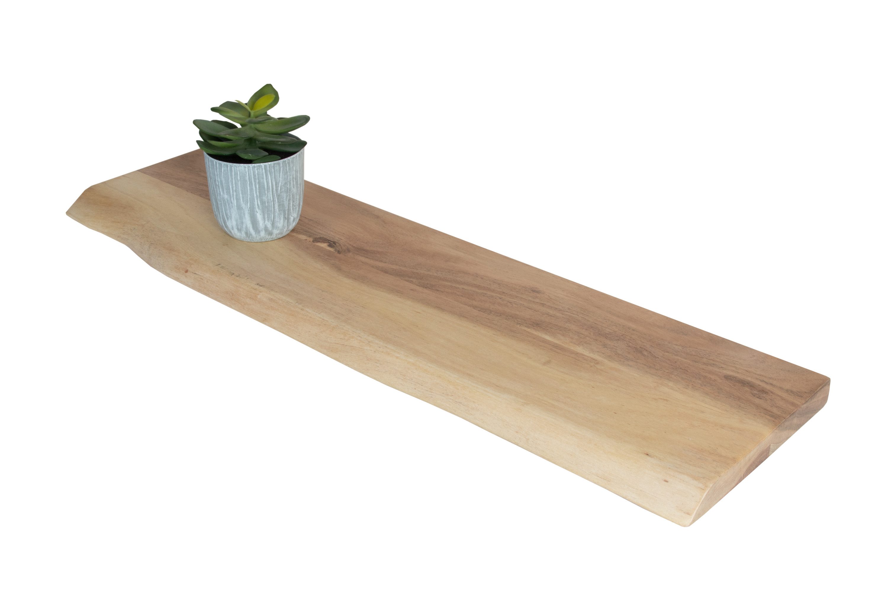 Trelevo® Wandregal Amanda, Akazienholz, Baumkante, Steckboard, günstig online kaufen
