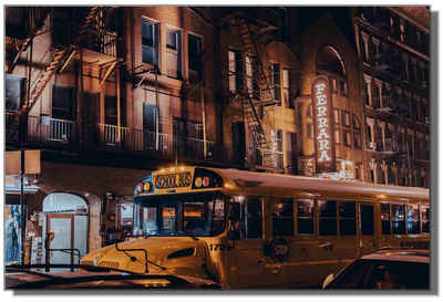 Victor (Zenith) Acrylglasbild School Bus, Fahrzeuge, in 80x120cm, Glasbilder New York School Bus, Wanddeko