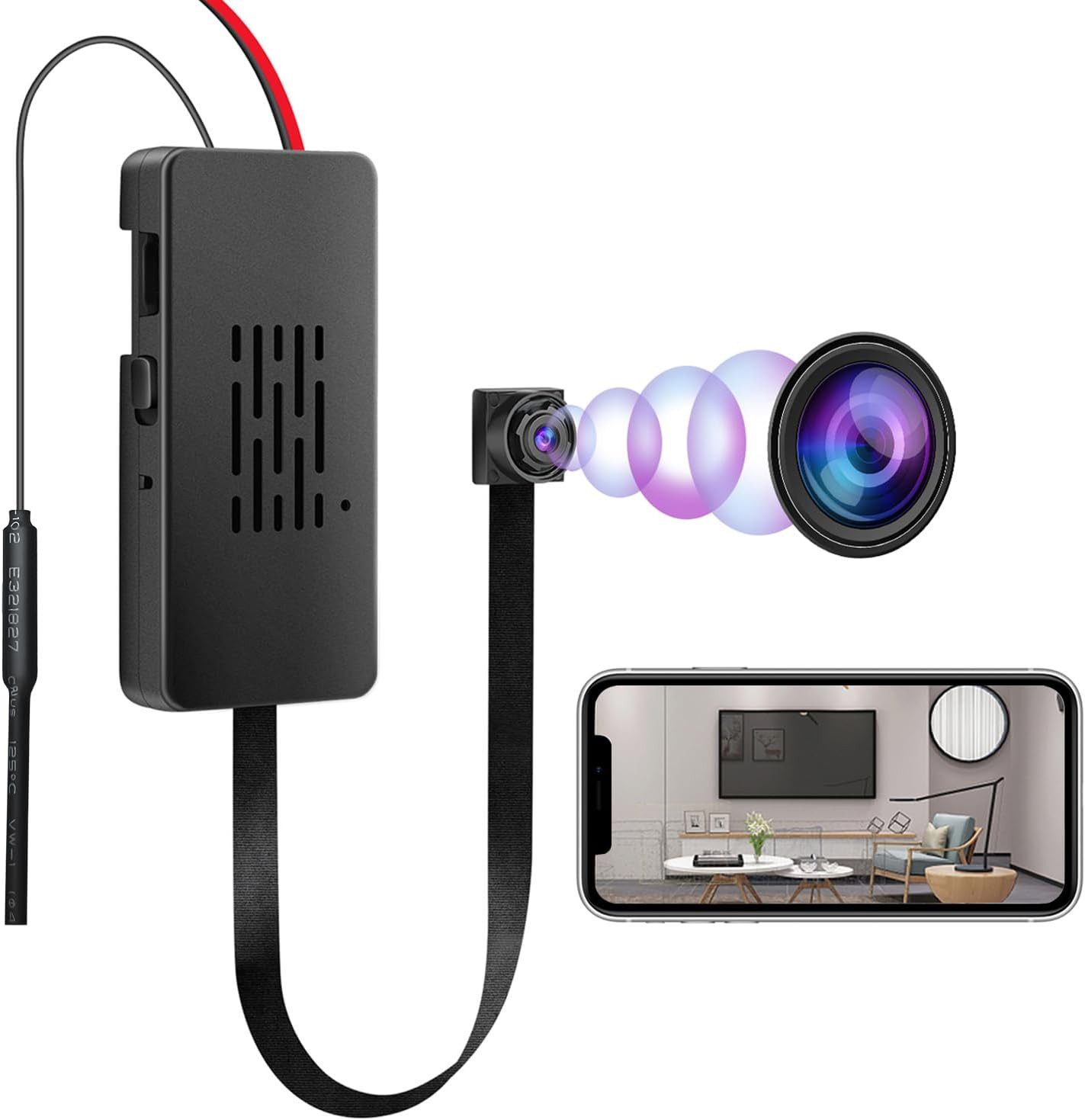 SpionProfi Überwachungskamera Mini Wifi Kamera Wlan Überwachungskamera Knopf Einbau Video Aufnahme (Innenbereich, Außenbereich, 1-tlg., WLAN WIFI P2P LIVE Überwachungskamera mit 120° Aufnahmewinkel)