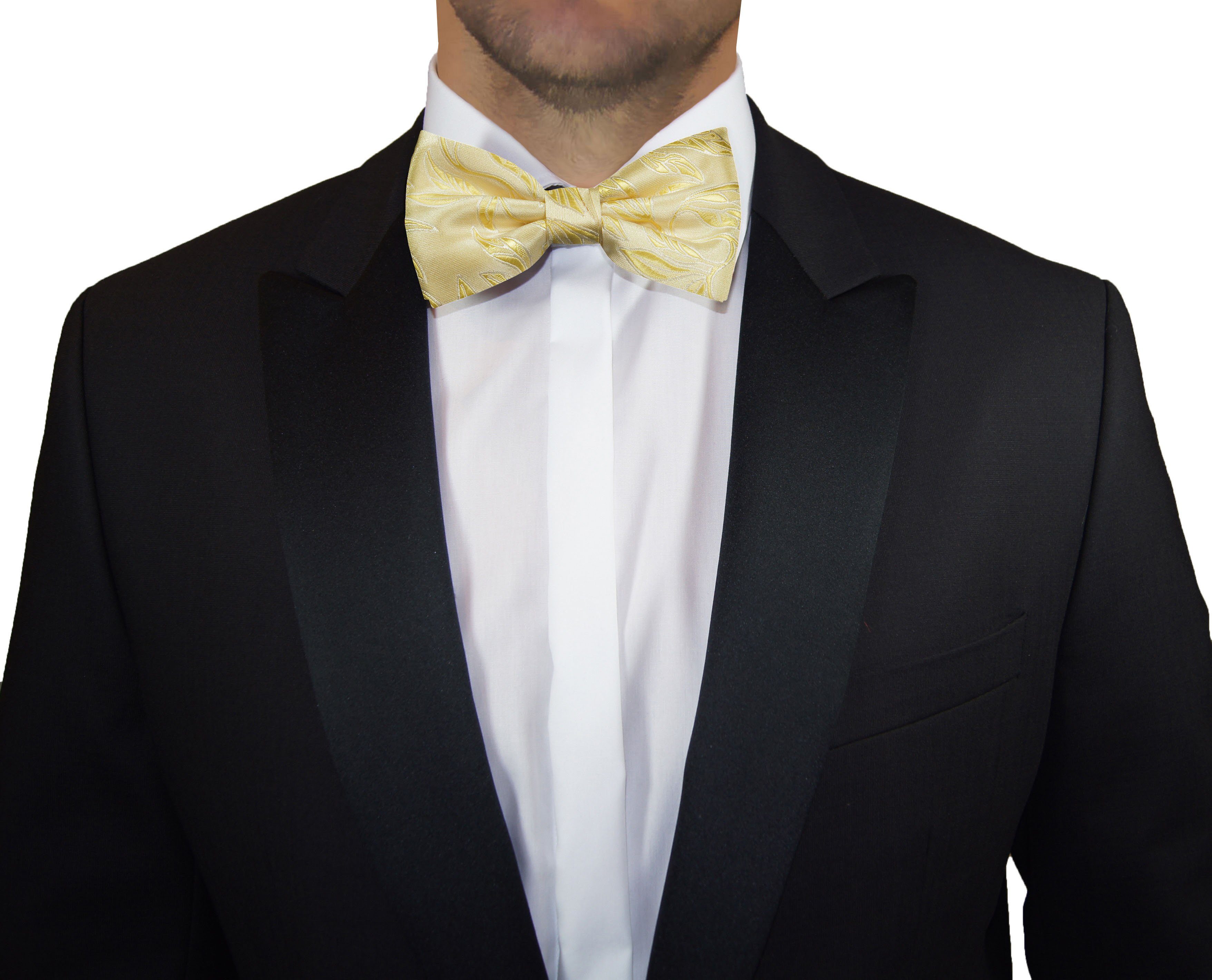 Paul Malone Fliege Herren Schleife modern elegant festlich floral Blättermuster Hochzeit Fliege-V15 (mit Karton), creme