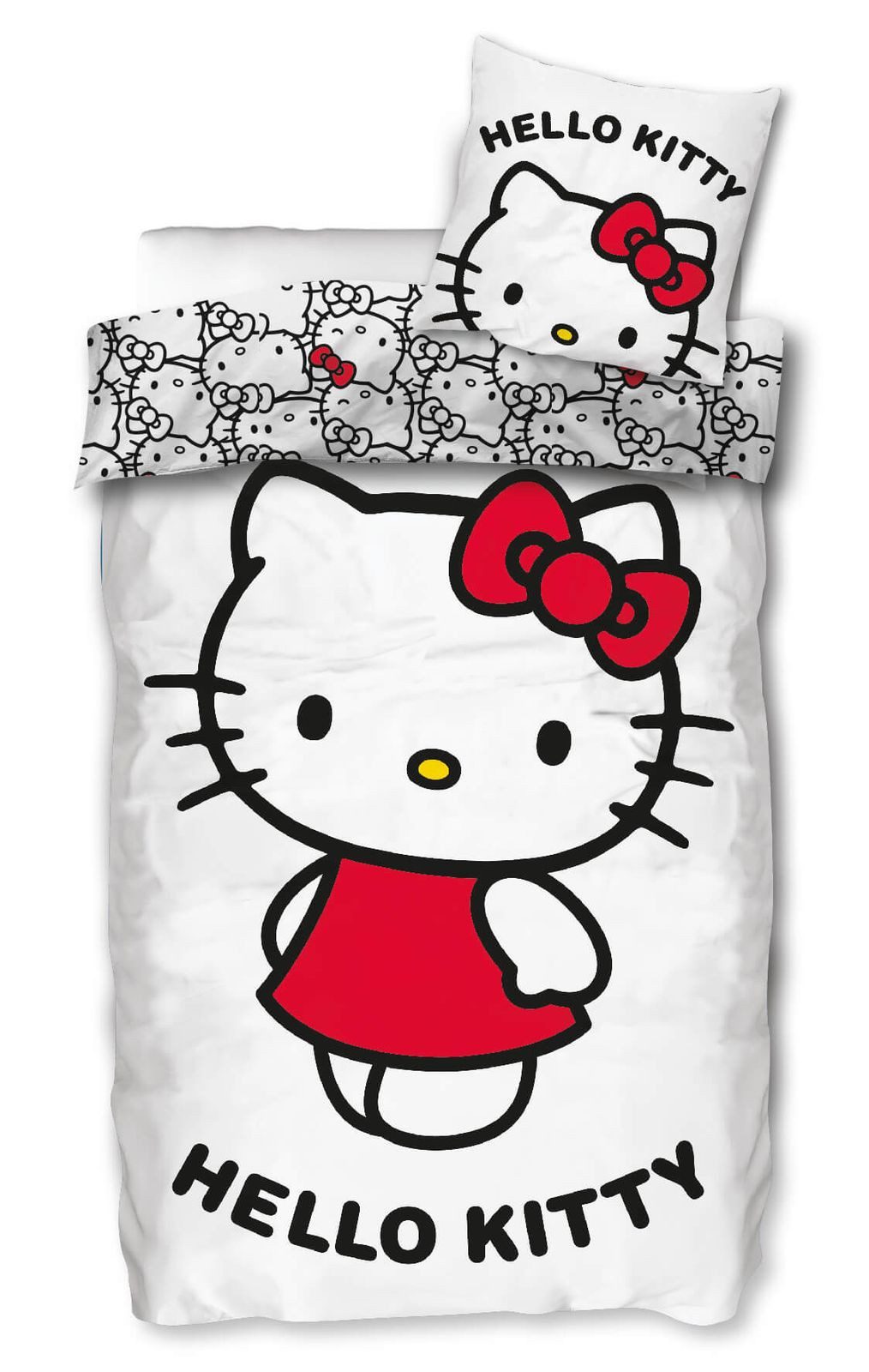 SkyBrands Bettwäsche Hello Kitty - Wende-Bettwäsche-Set, 135x200 & 80x80, Baumwolle, 100% Baumwolle