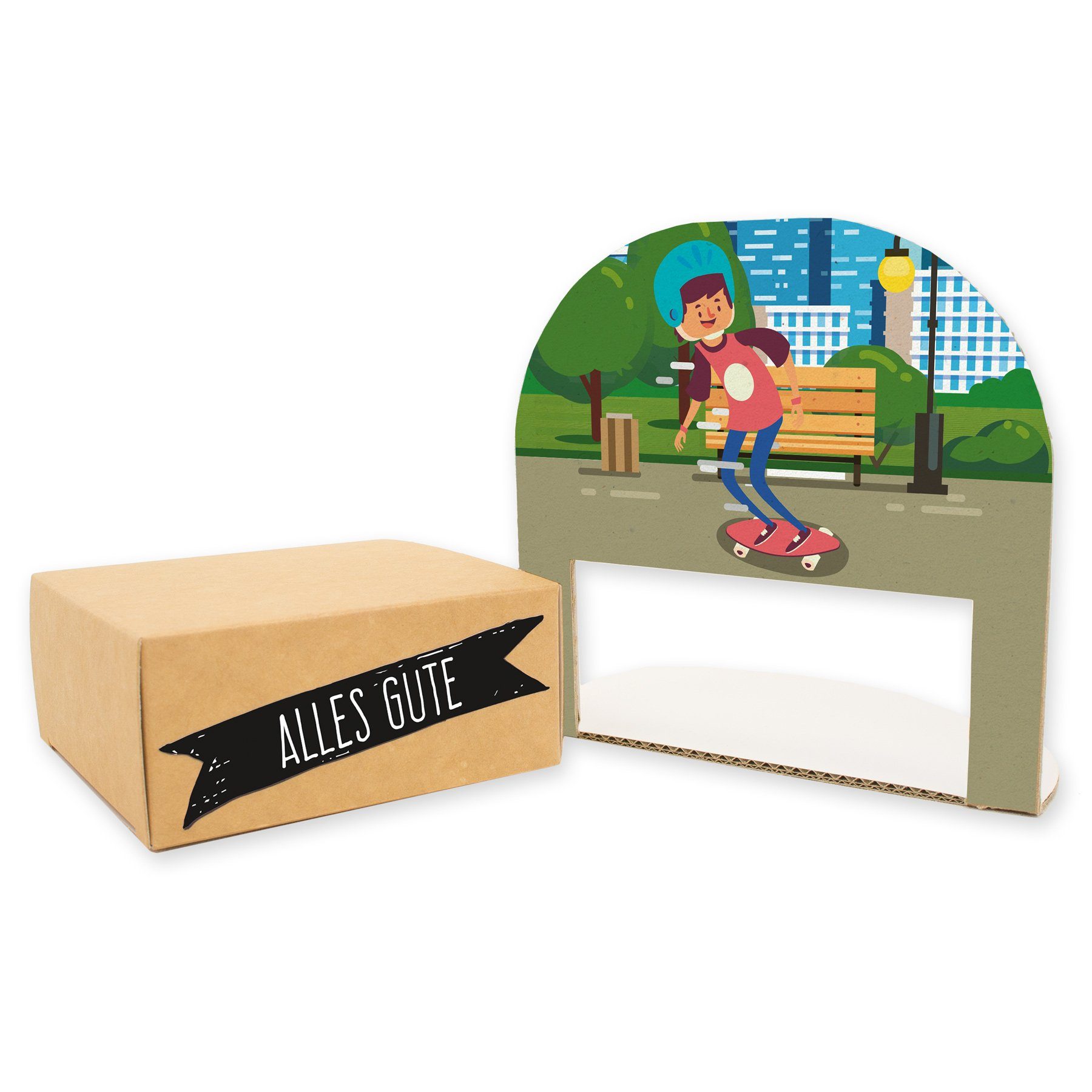 Thumbnail - itenga Geschenkbox itenga Geldgeschenkverpackung Skateboard Skater (Motiv 39) mit Sticker