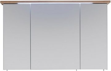 Saphir Badmöbel-Set Quickset Mineralmarmor-Waschtisch mit LED-Spiegelschrank, (2-St), Waschplatz 115 cm breit, 5 Türen, 1 Schublade, inkl. Türdämpfer