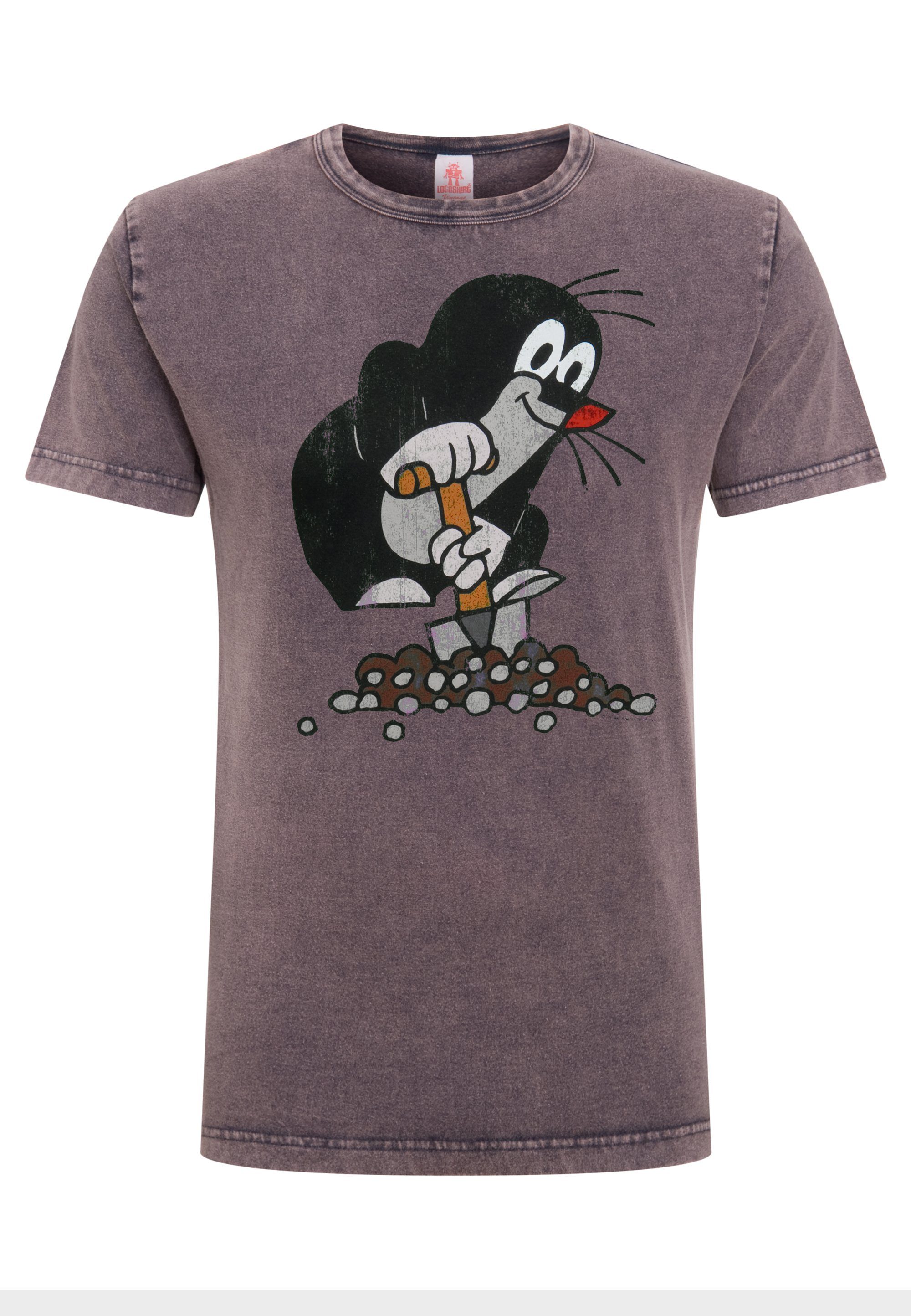 LOGOSHIRT T-Shirt Der kleine violett lizenziertem Maulwurf Print mit
