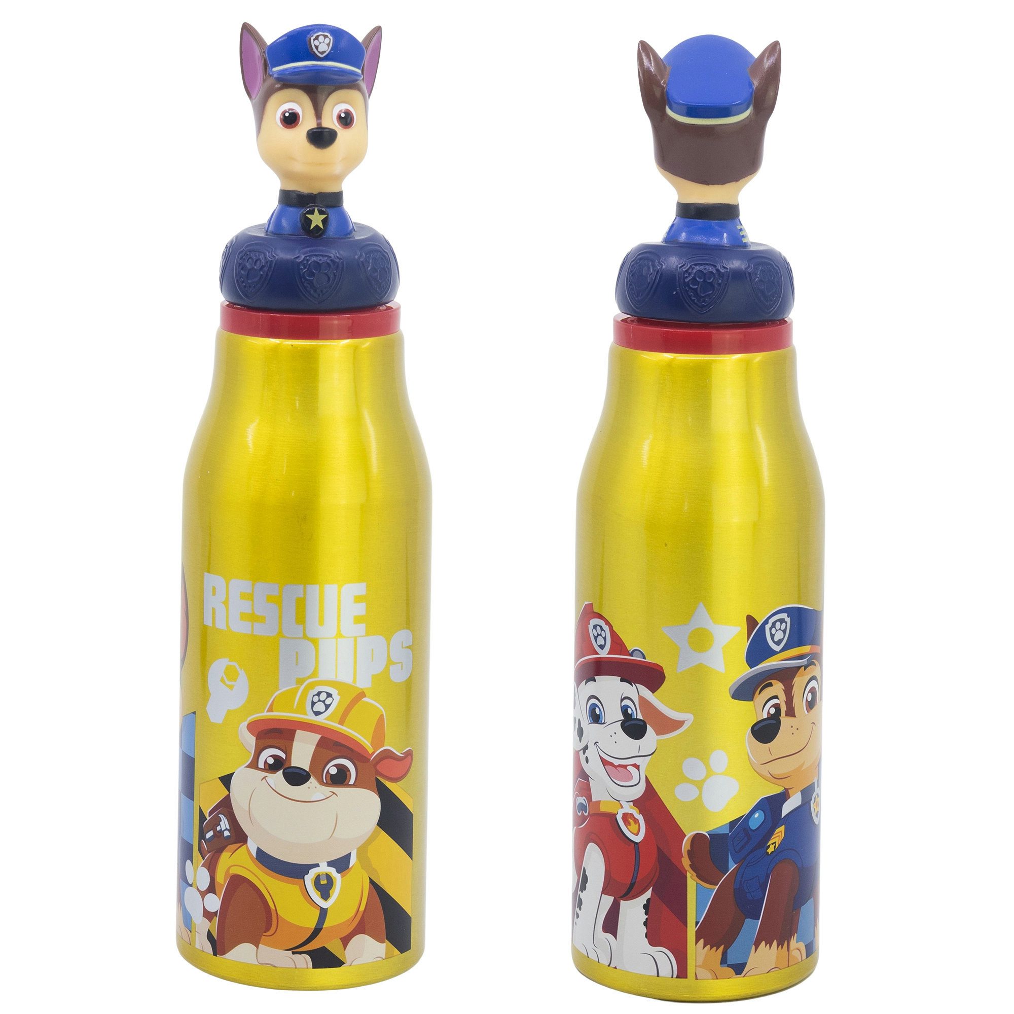 PAW PATROL Trinkflasche Paw Patrol 3D Kopf Chase Marshall Alu Wasserflasche Flasche 690 ml
