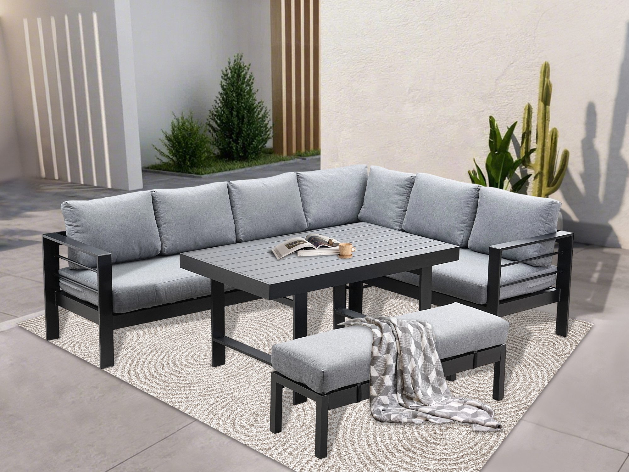 MeXo Gartenlounge-Set Aluminium XXL Lounge Gartenmöbelset günstig online kaufen