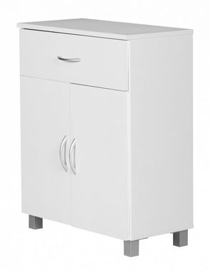 Wohnling Sideboard WL1.336 (SETE Weiß mit 2 Schubladen & 2 Türen 60x75x30 cm), Design Kommode Anrichte Flur-Schrank mit Griffen