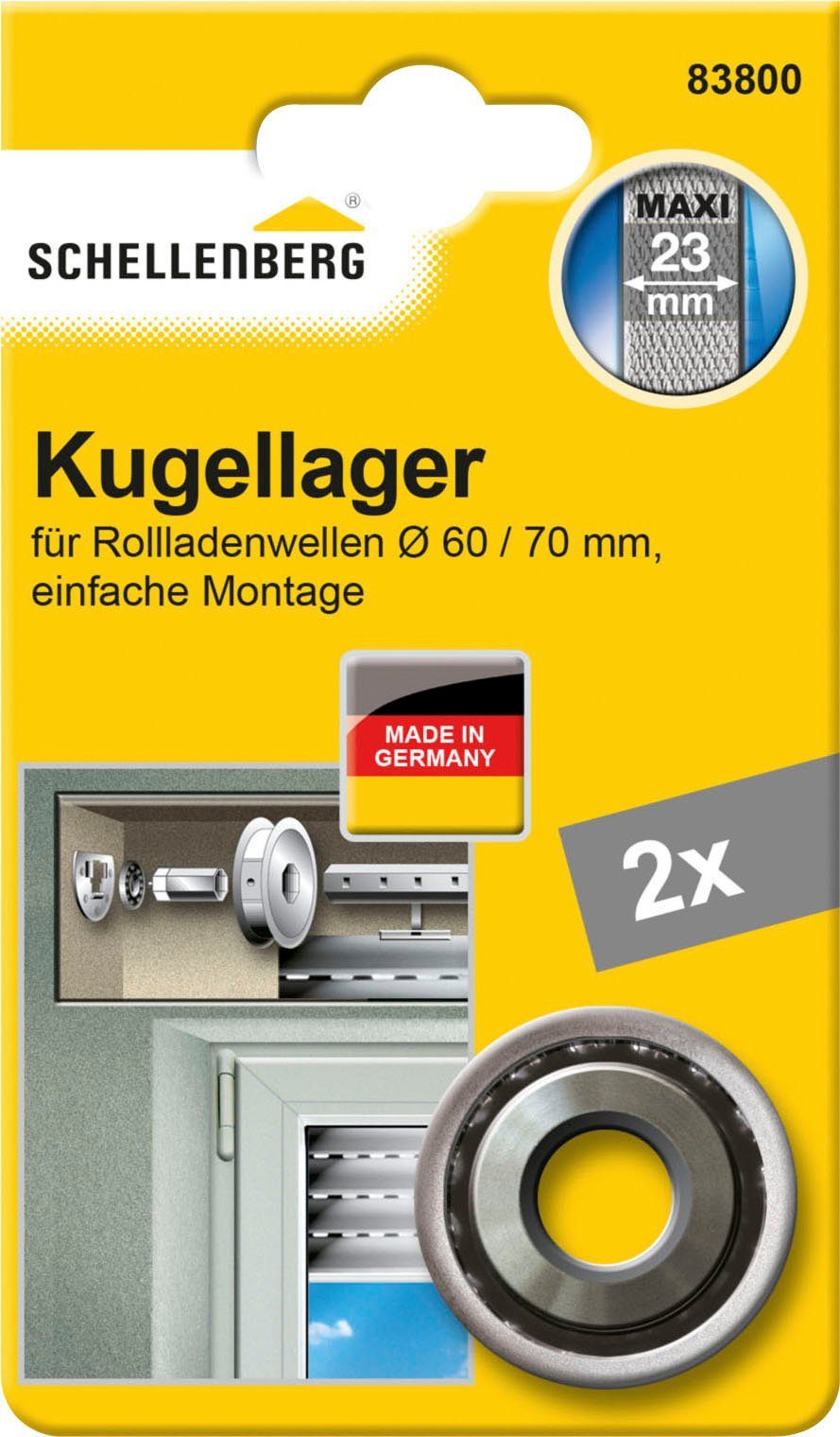 SCHELLENBERG Подшипник Maxi, für Achtkantwellen mit 60 mm Durchmesser (Set, 2-St), unterstützt die Leichtgängigkeit eines Rollladens