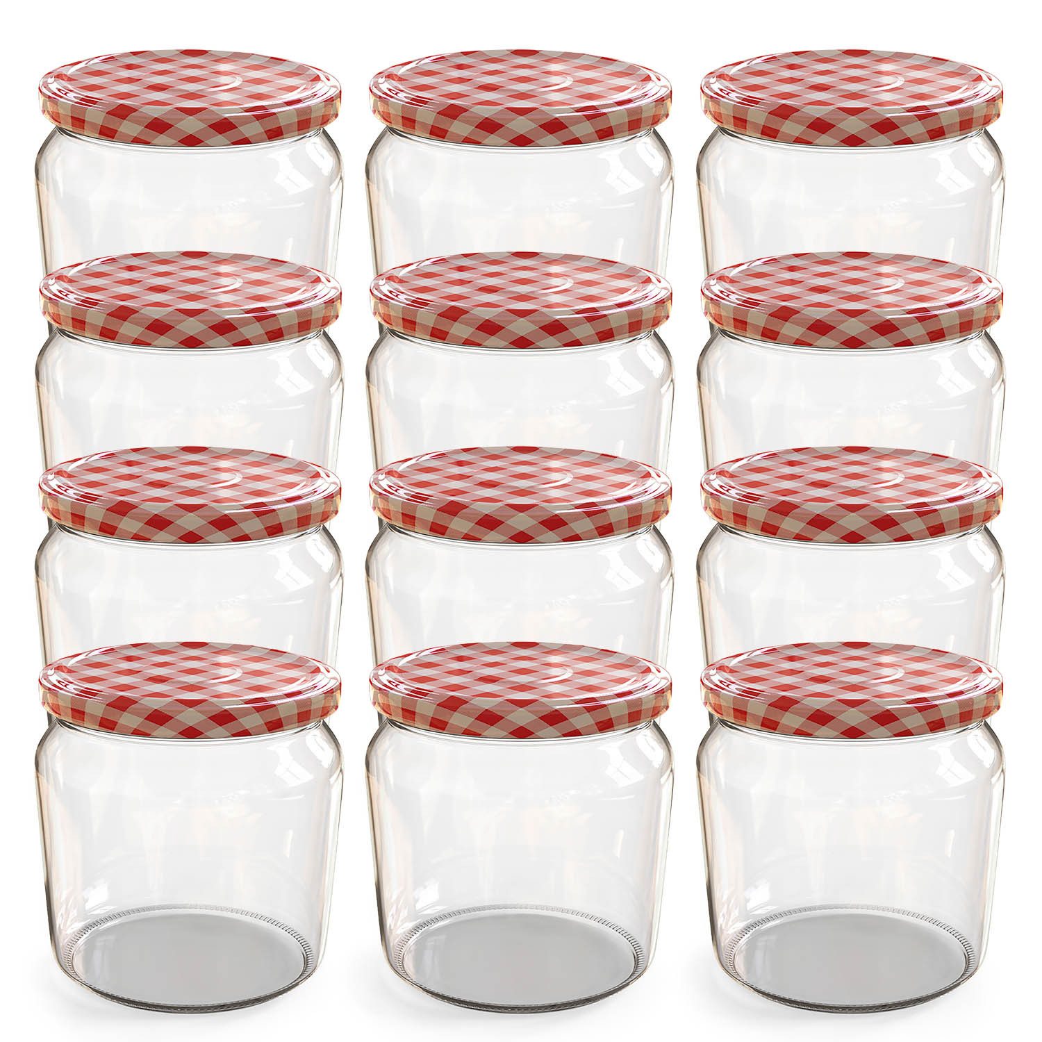 Oputec Einmachglas 12x 360 ml Einmachgläser mit Schraubdeckel TO 82 rot Marmeladengläser, Glas / Metall