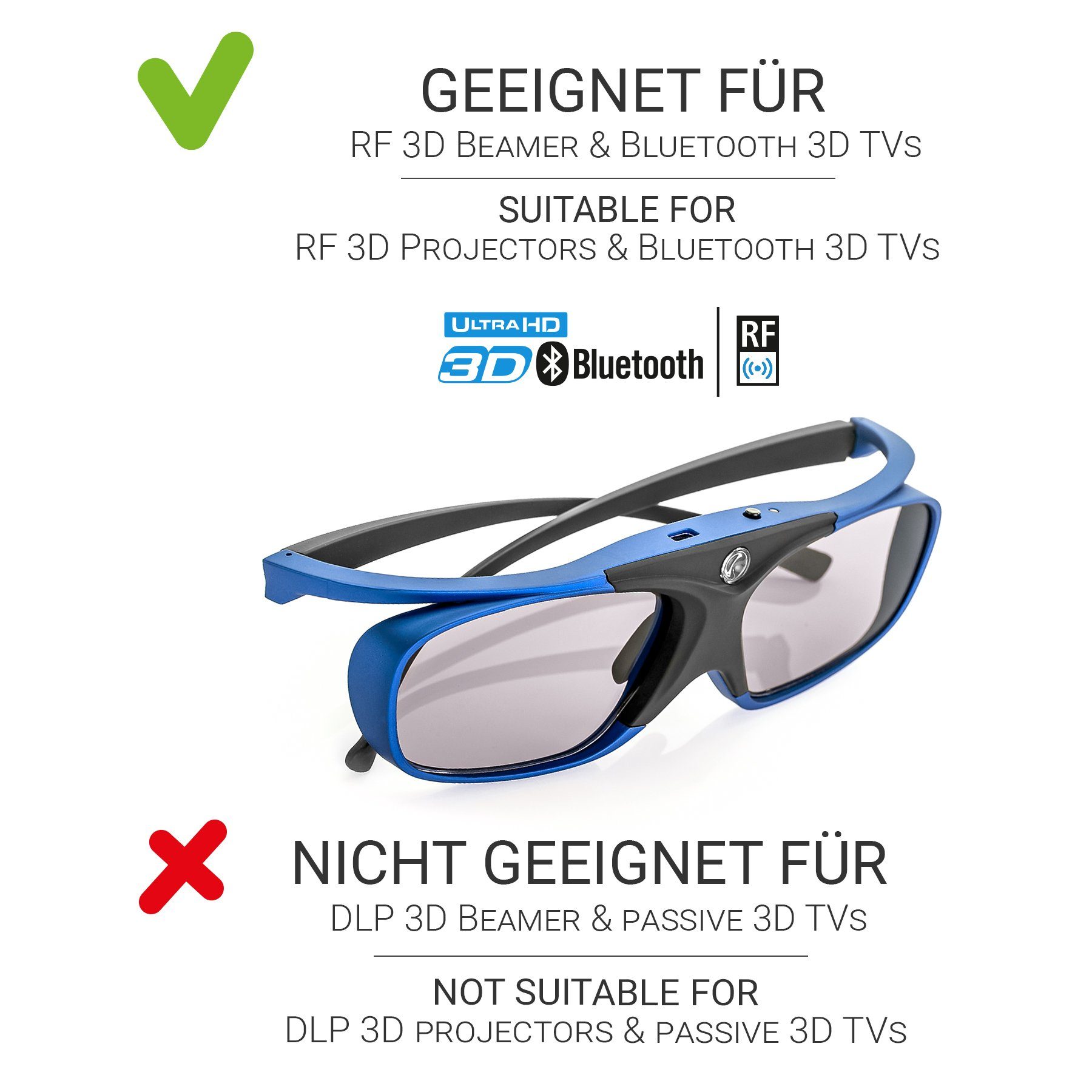 Hi-SHOCK Sony 3D-Brille Beamer Deep 3D Epson Heaven, & RF von für