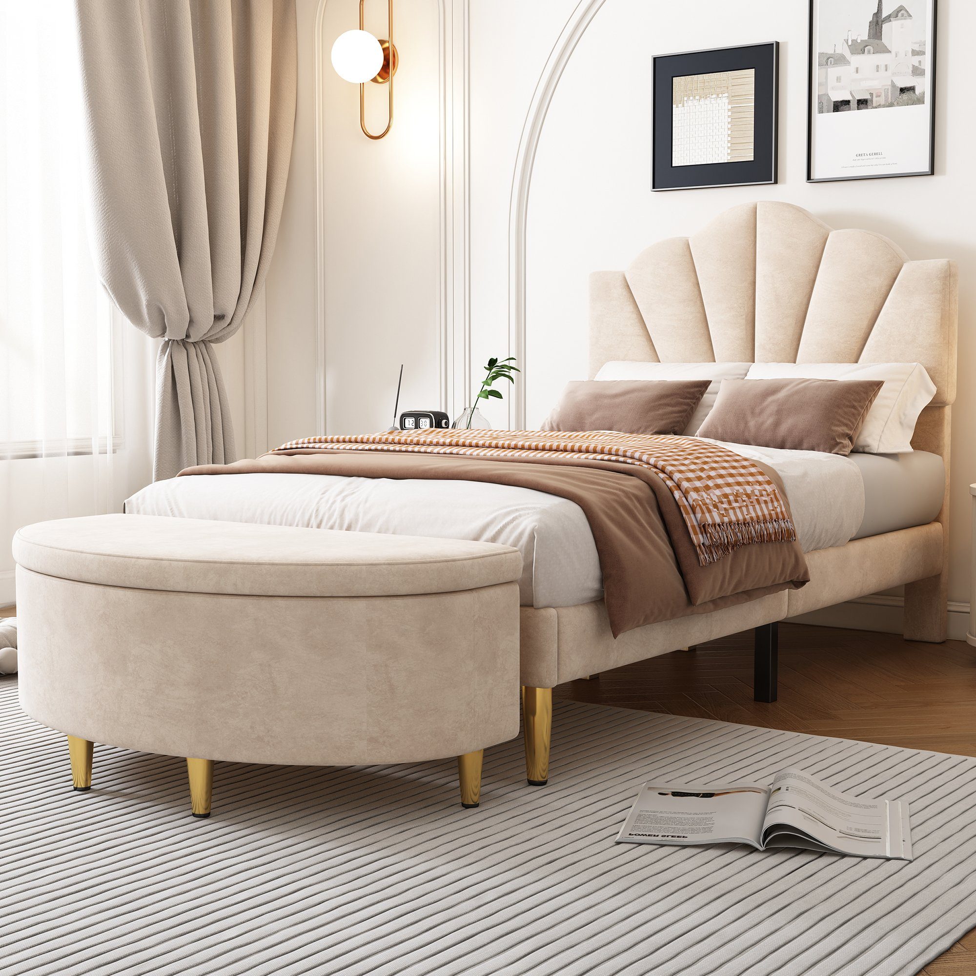 Odikalo Polsterbett Muschel Bett Lattenrost Polsterbank günstig online kaufen