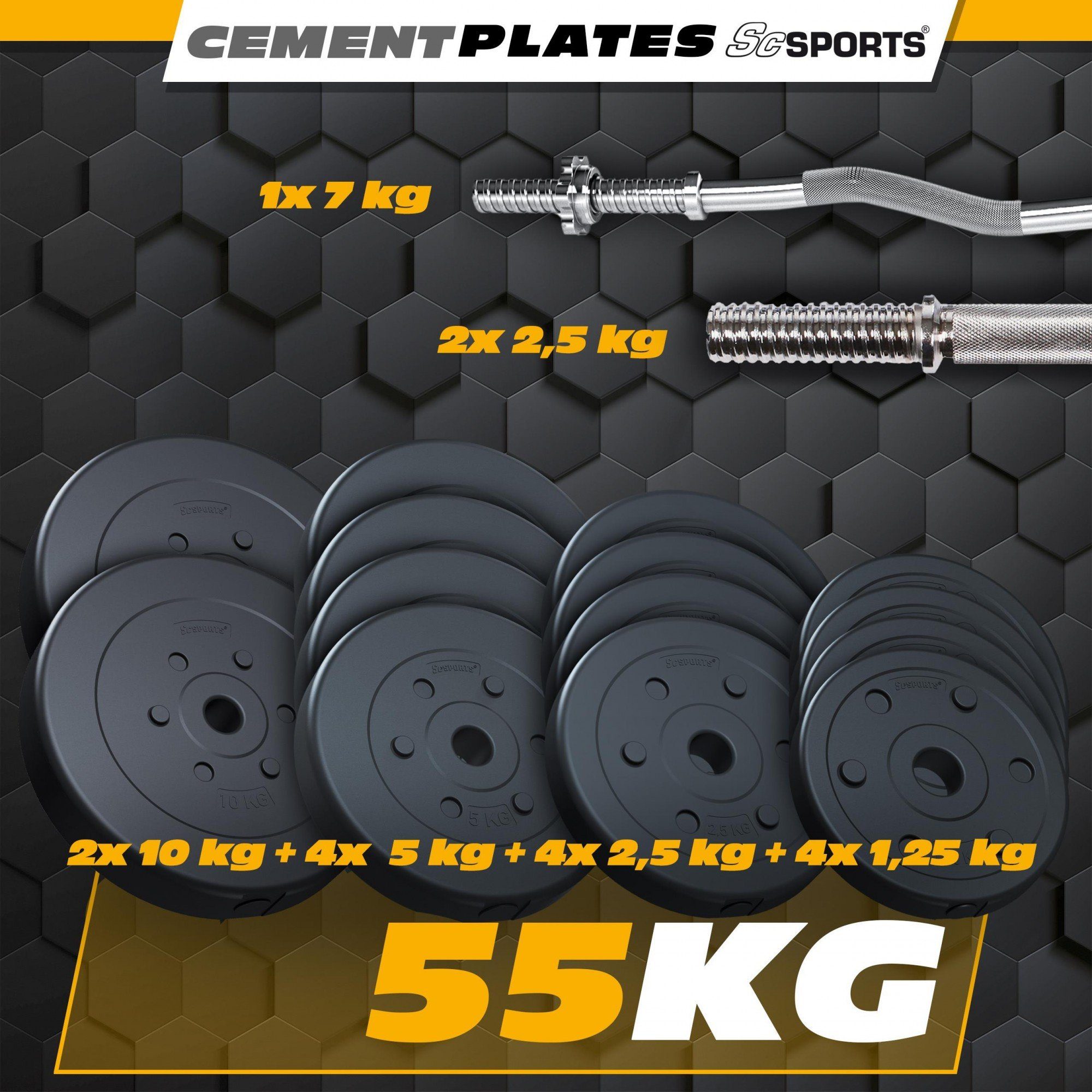 Stange 31mm Hanteln ScSPORTS® Kurzhanteln Gewichte Hantel-Set Kunststoff SZ 66kg