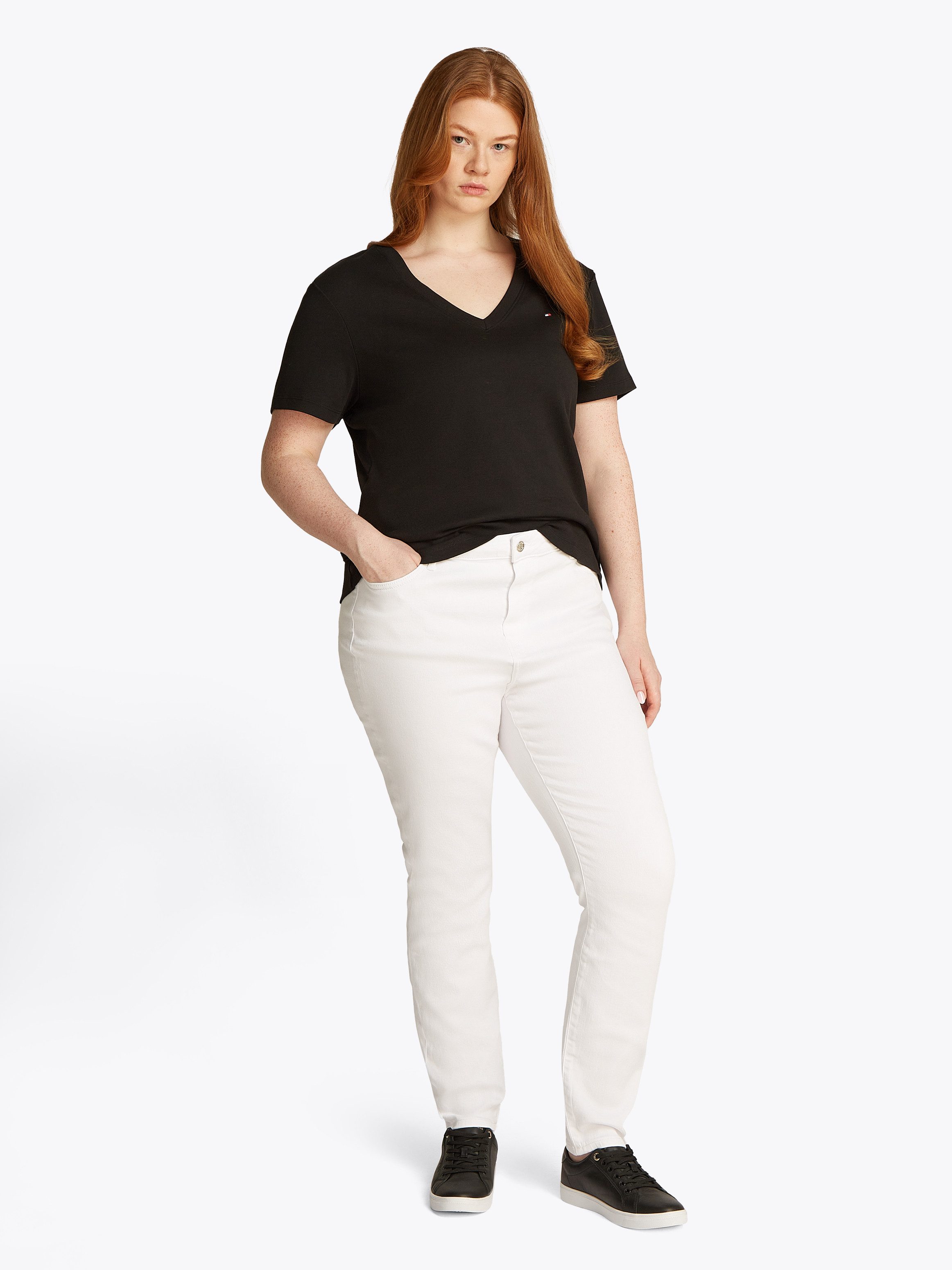 Tommy Hilfiger Curve Skinny-fit-Jeans CRV HARLEM U SKINNY HW CLR in Großen Größen, Tommy Jeans Logo-Badge, stoned wash Optik