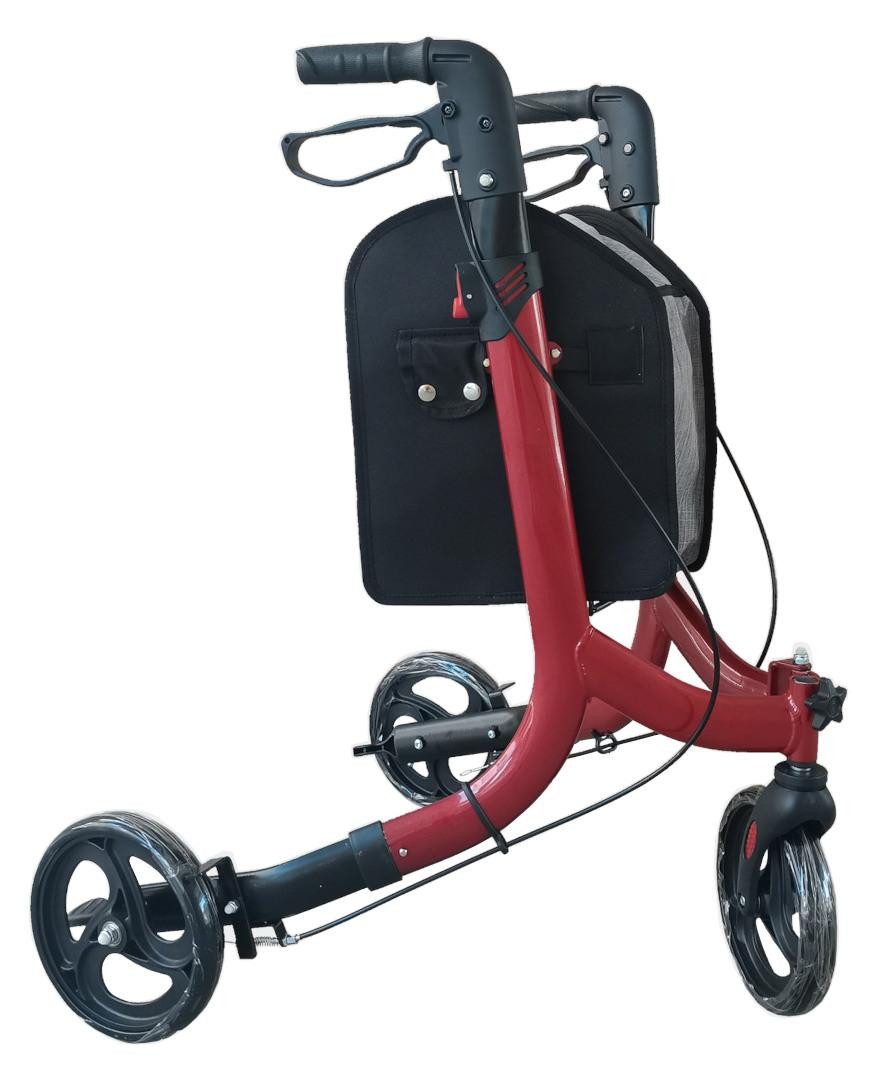 FabaCare Rollator FabaCare Lemur 3-Rad Leichtgewichtrollator, Deltarollator rot, lässt sich zusammenfalten