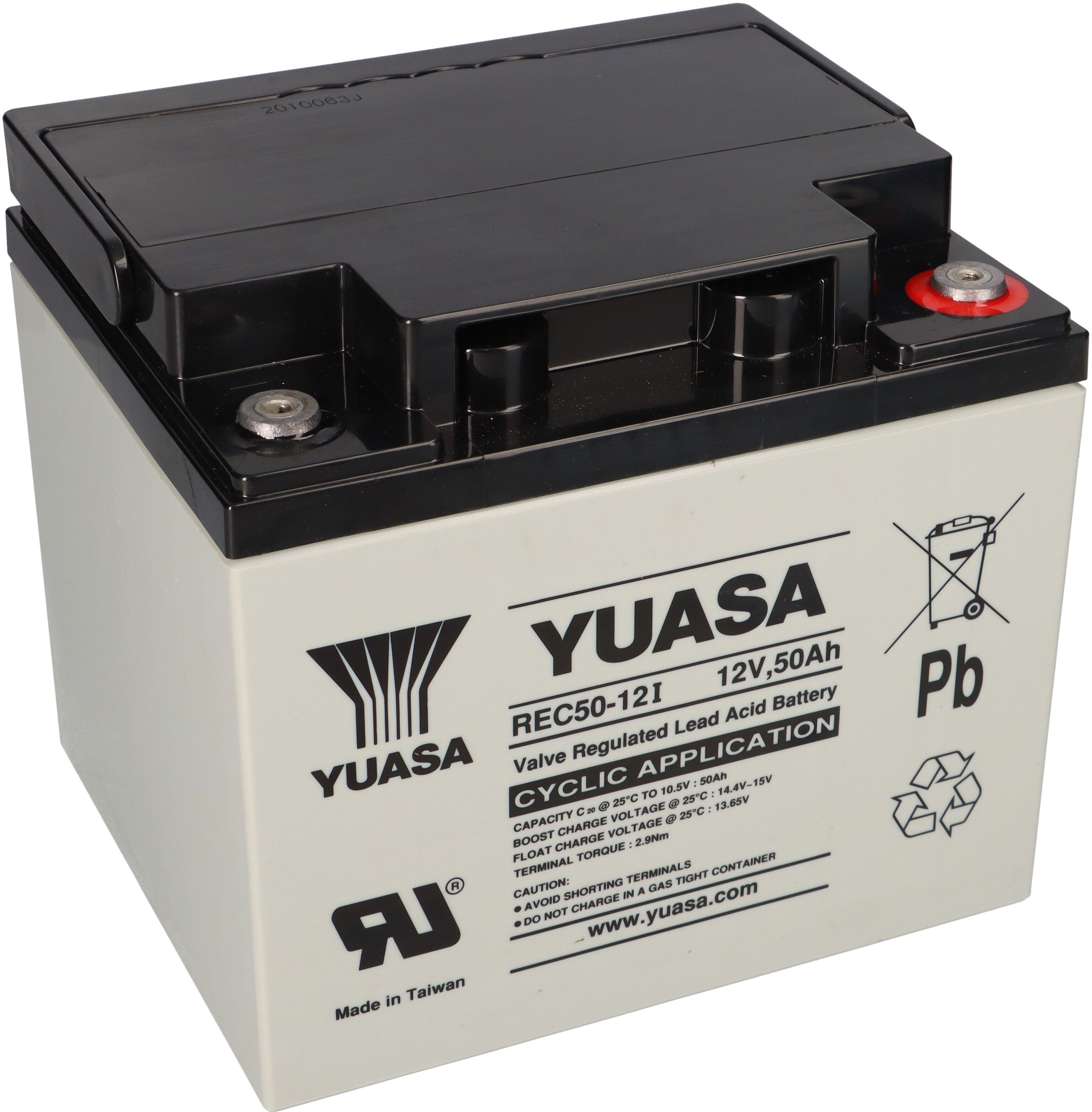 Yuasa Yuasa Blei-Akku REC50-12I Pb 12V 50Ah Zyklenfest, M5 Innengewinde Bleiakkus