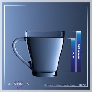 PLATINUX Latte-Macchiato-Glas Kaffeegläser, Glas, Teegläser mit Griff Set 6Teilig aus Glas 200ml (max.270ml) Kaffeeglas